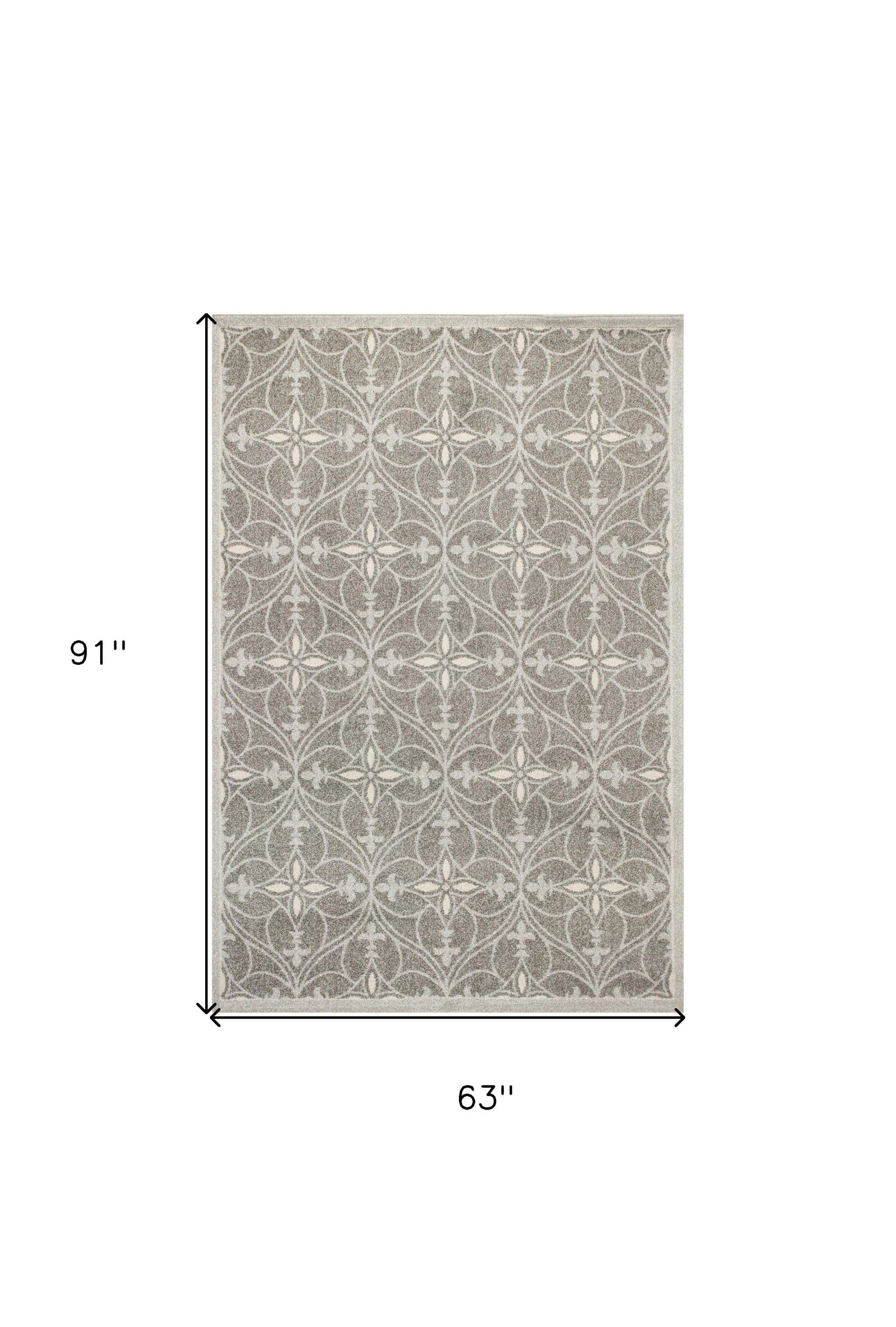 5' X 8' Gray Moroccan Indoor Outdoor Area Rug - Image 3