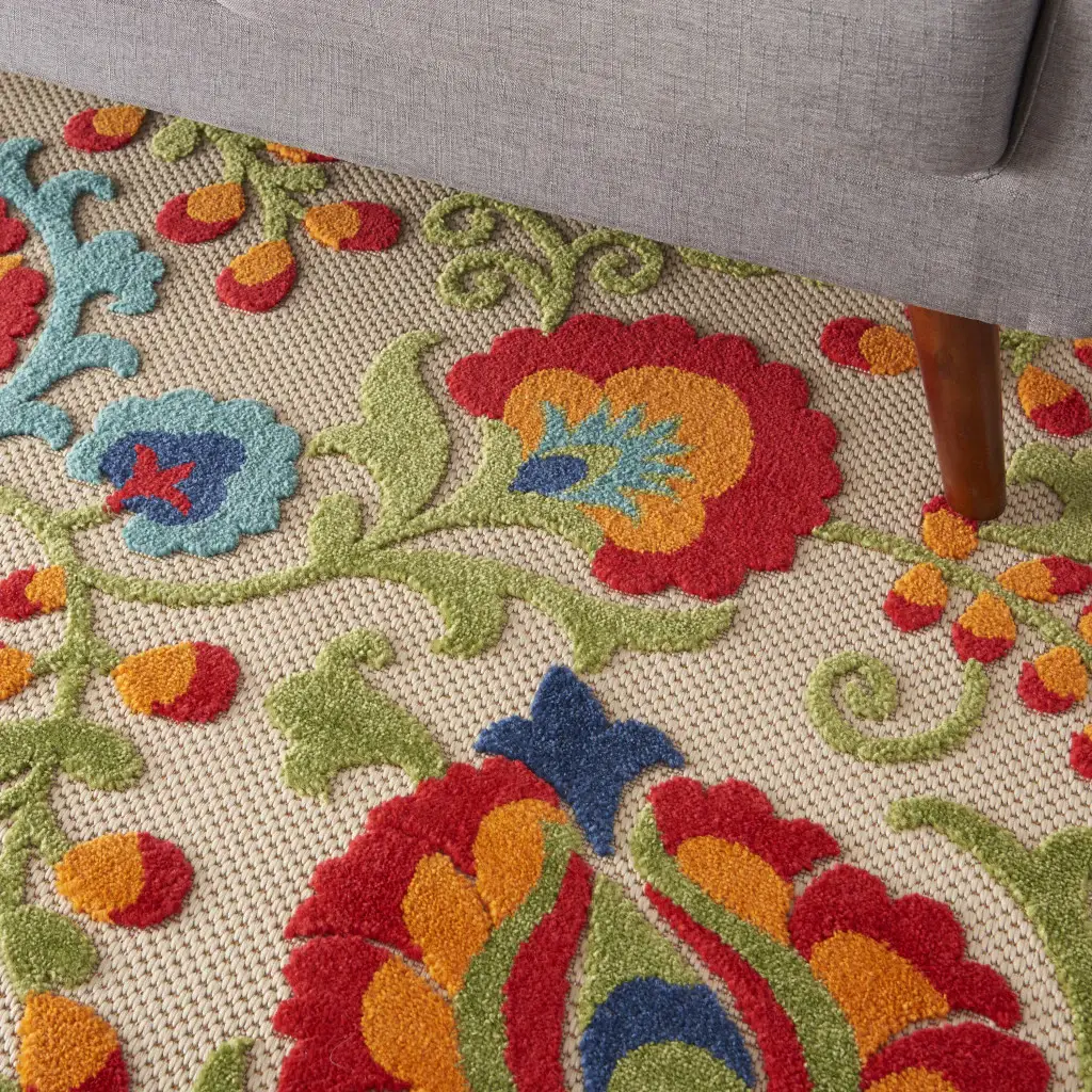 5' X 8' Green And Ivory Indoor Outdoor Area Rug - Image 7