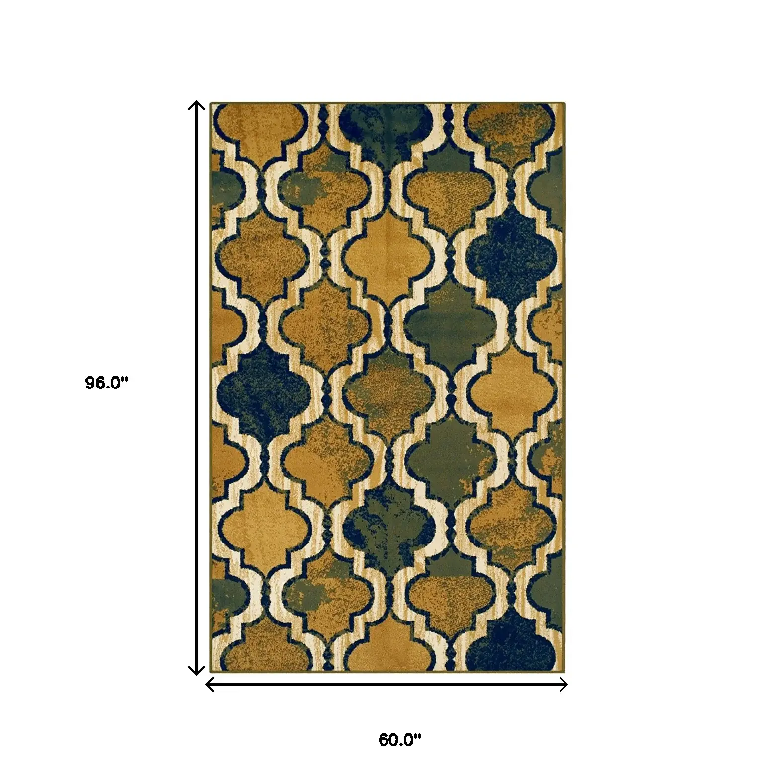 5' X 8' Green Quatrefoil Power Loom Distressed Stain Resistant Area Rug - Image 7