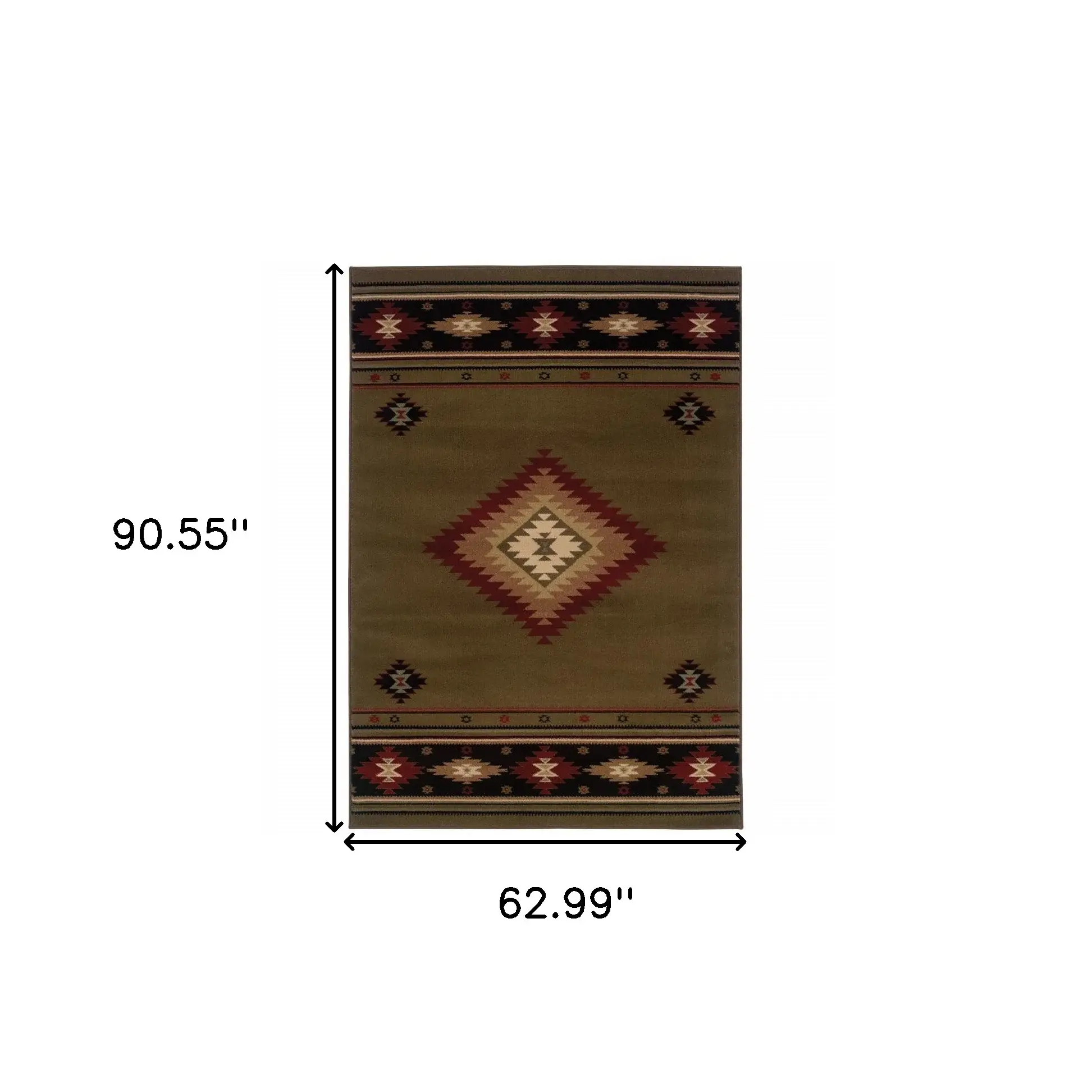 5' X 8' Green Southwestern Power Loom Stain Resistant Area Rug - Image 3