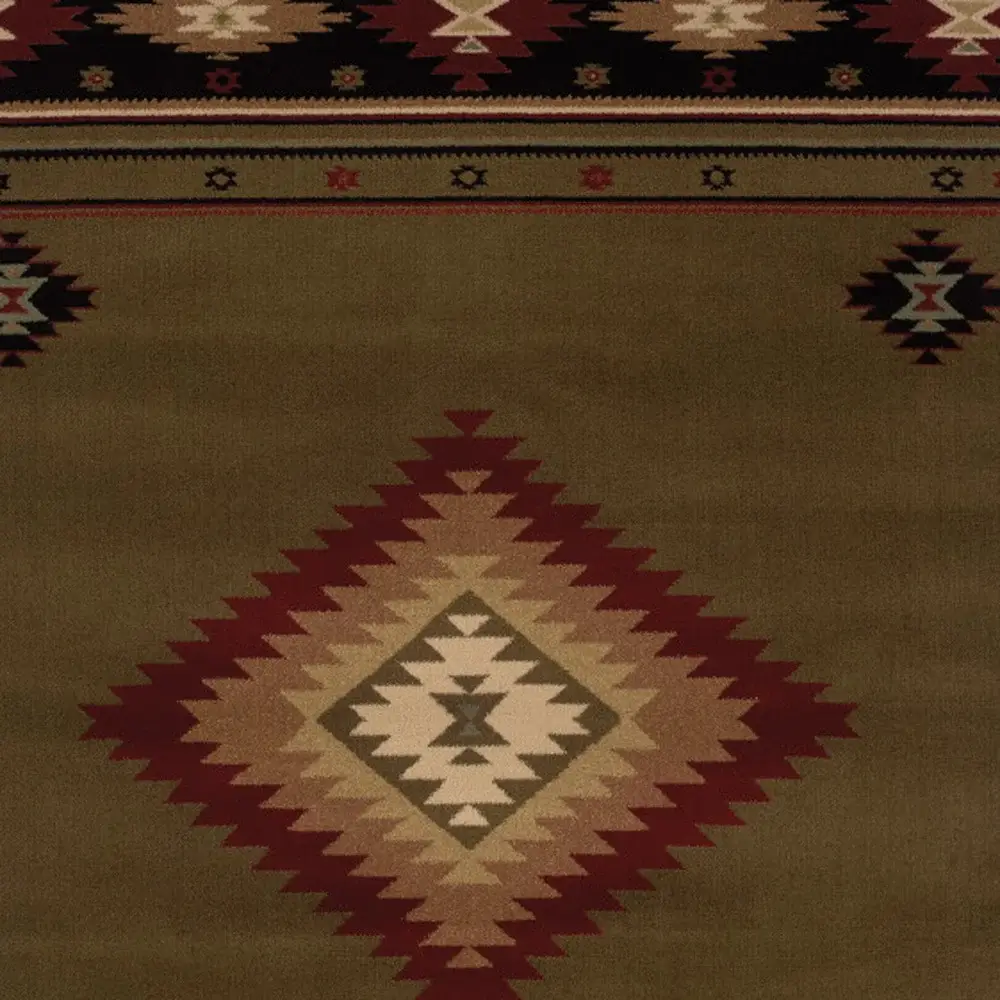 5' X 8' Green Southwestern Power Loom Stain Resistant Area Rug - Image 4