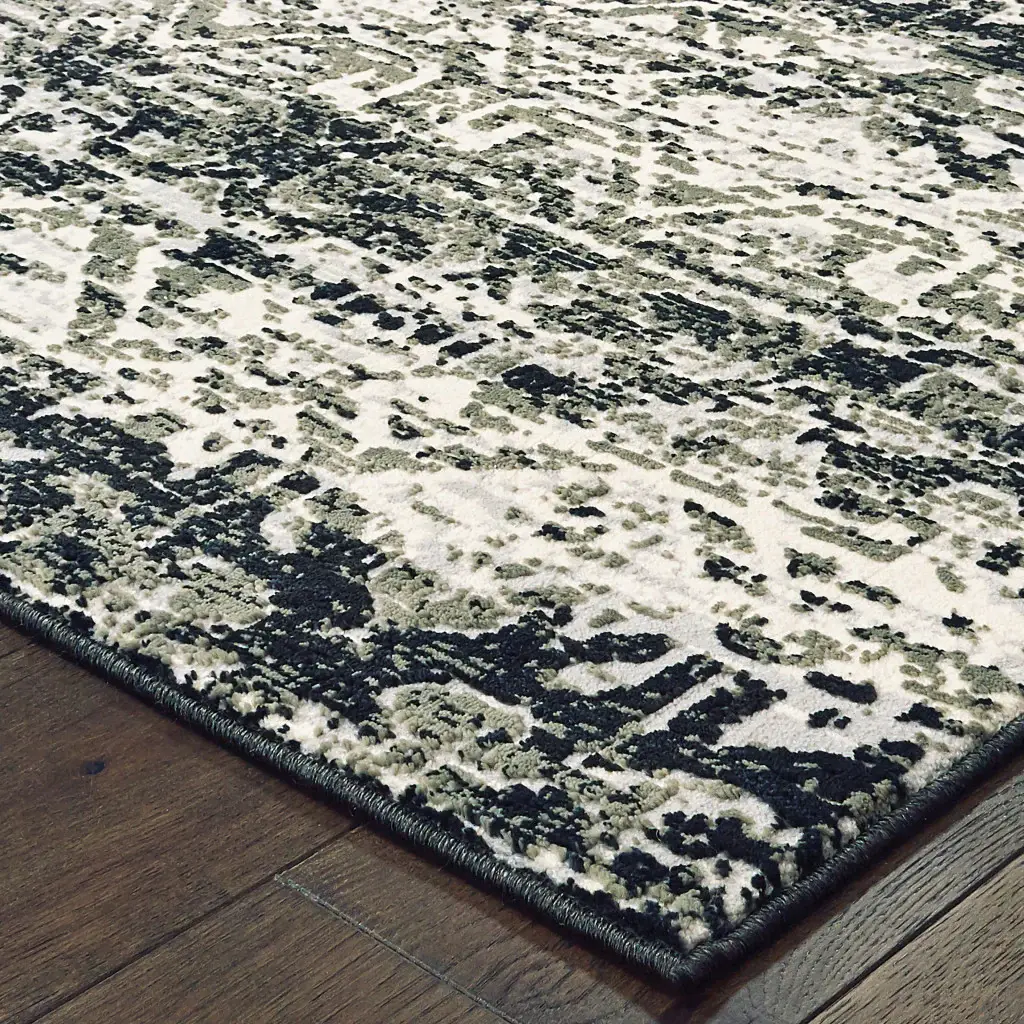 5' X 8' Grey And Ivory Geometric Power Loom Stain Resistant Area Rug - Image 3
