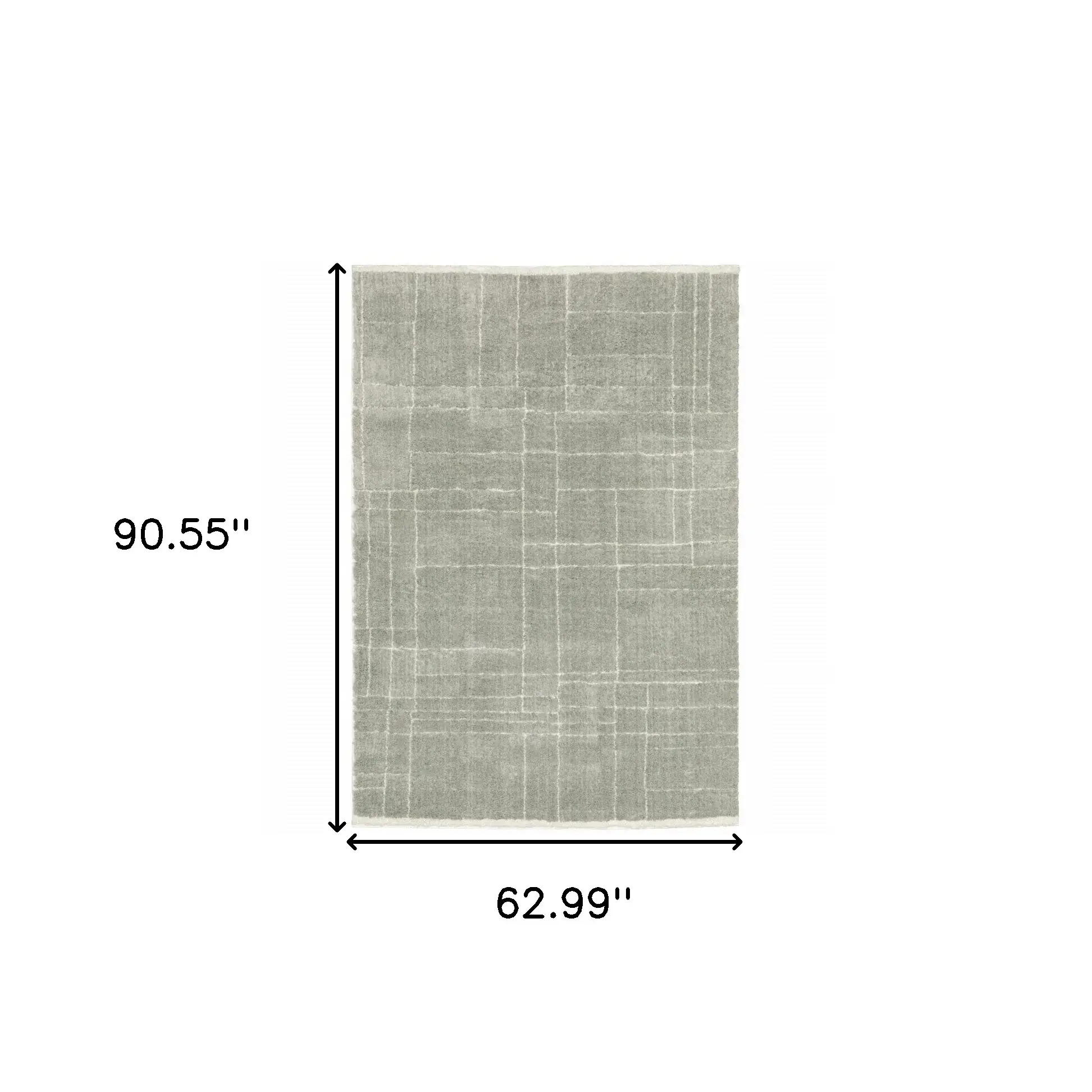 5' X 8' Grey And Ivory Geometric Shag Power Loom Stain Resistant Area Rug - Image 3