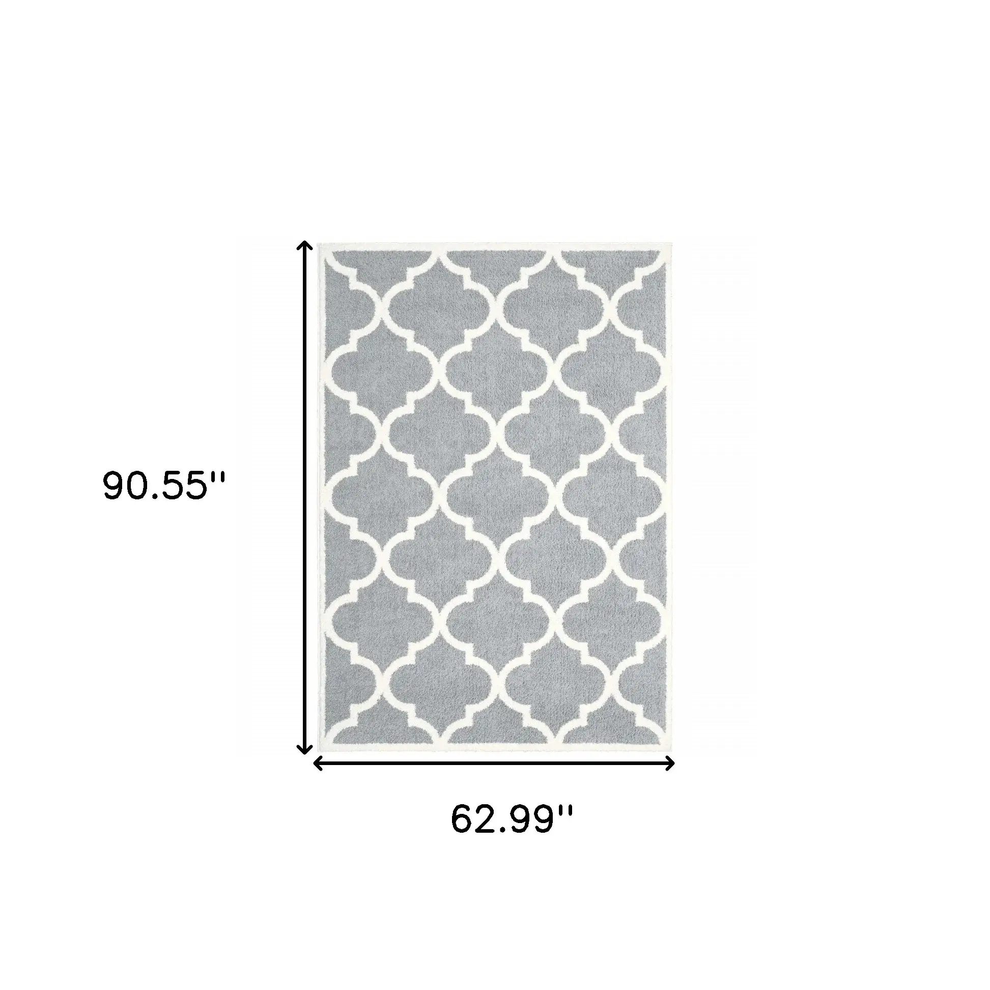 5' X 8' Grey And Ivory Geometric Shag Power Loom Stain Resistant Area Rug - Image 3