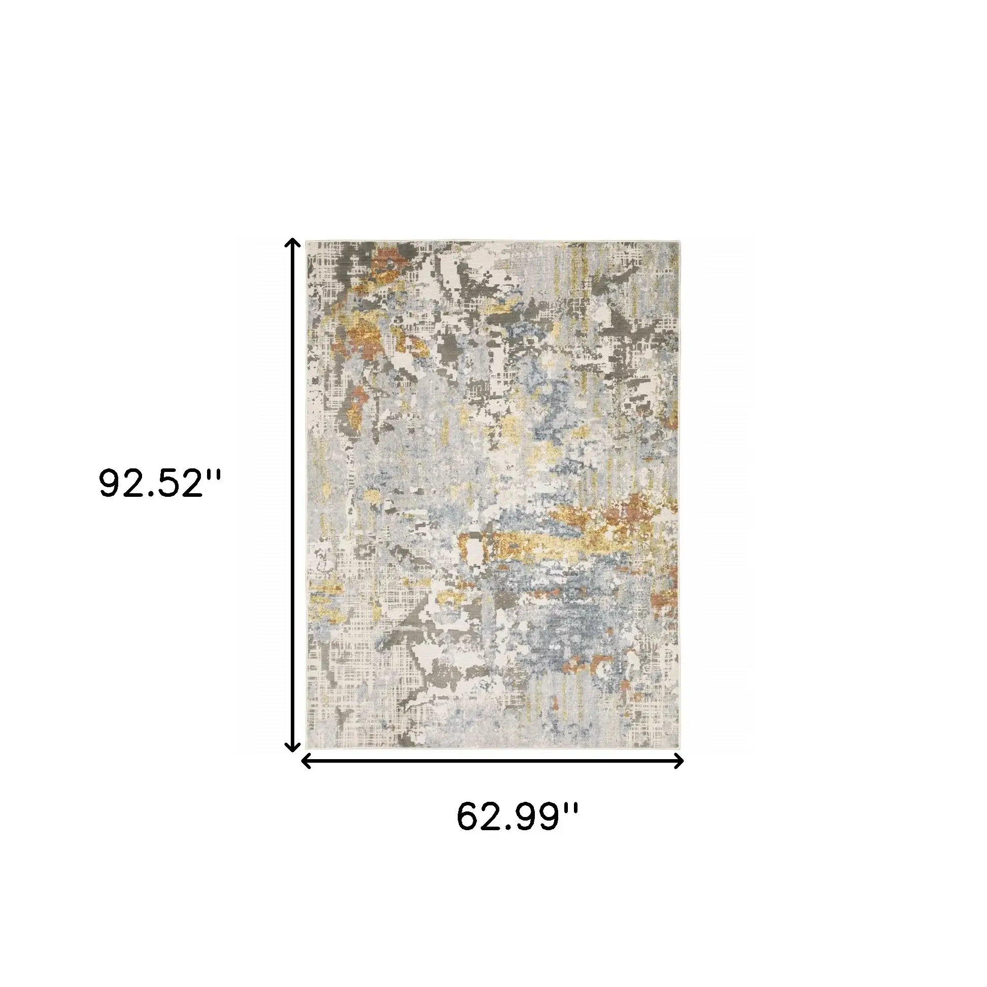 5' X 8' Grey Blue Beige Gold And Rust Abstract Power Loom Stain Resistant Area Rug - Image 3