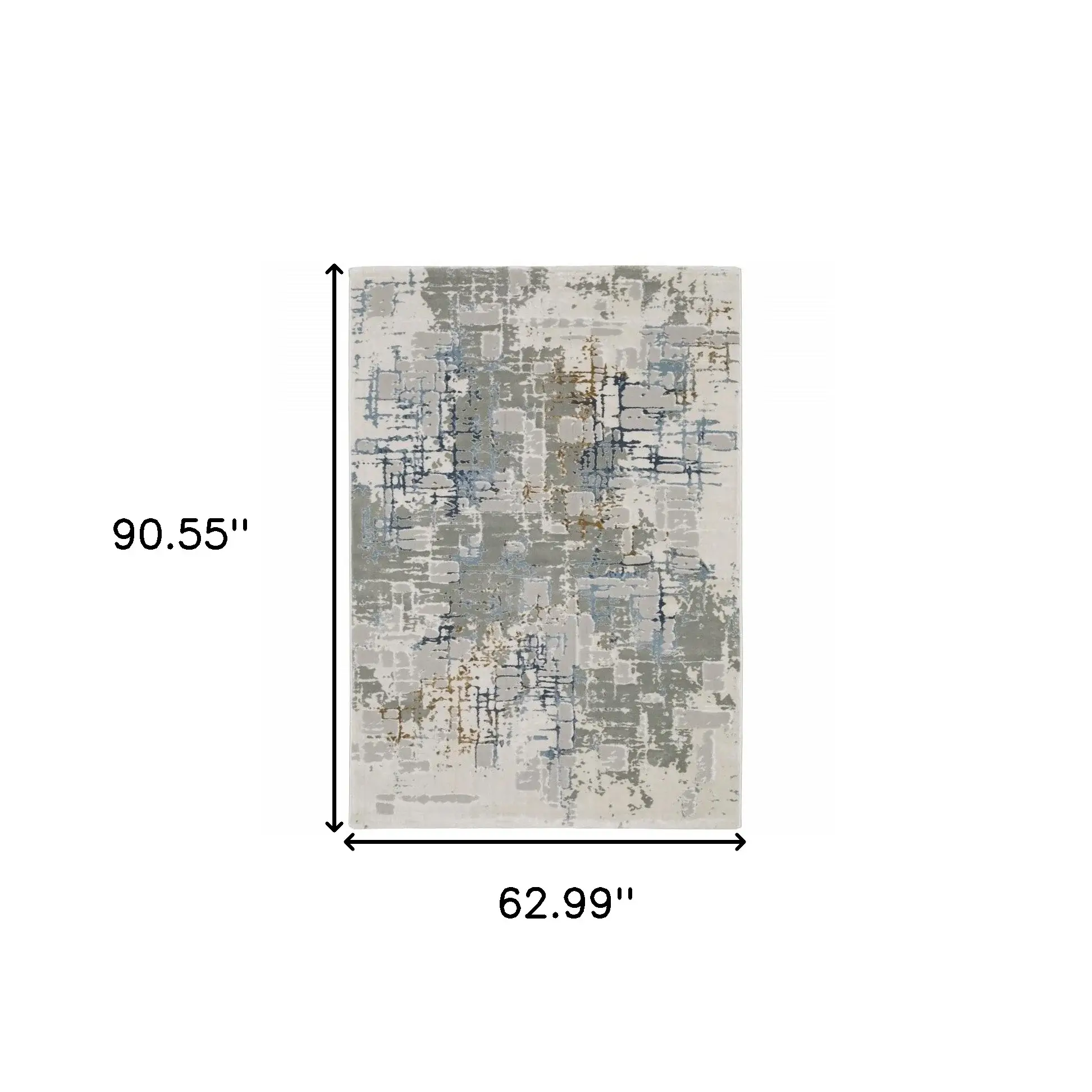 5' X 8' Grey Blue Brown Ivory And Deep Blue Abstract Power Loom Stain Resistant Area Rug - Image 3
