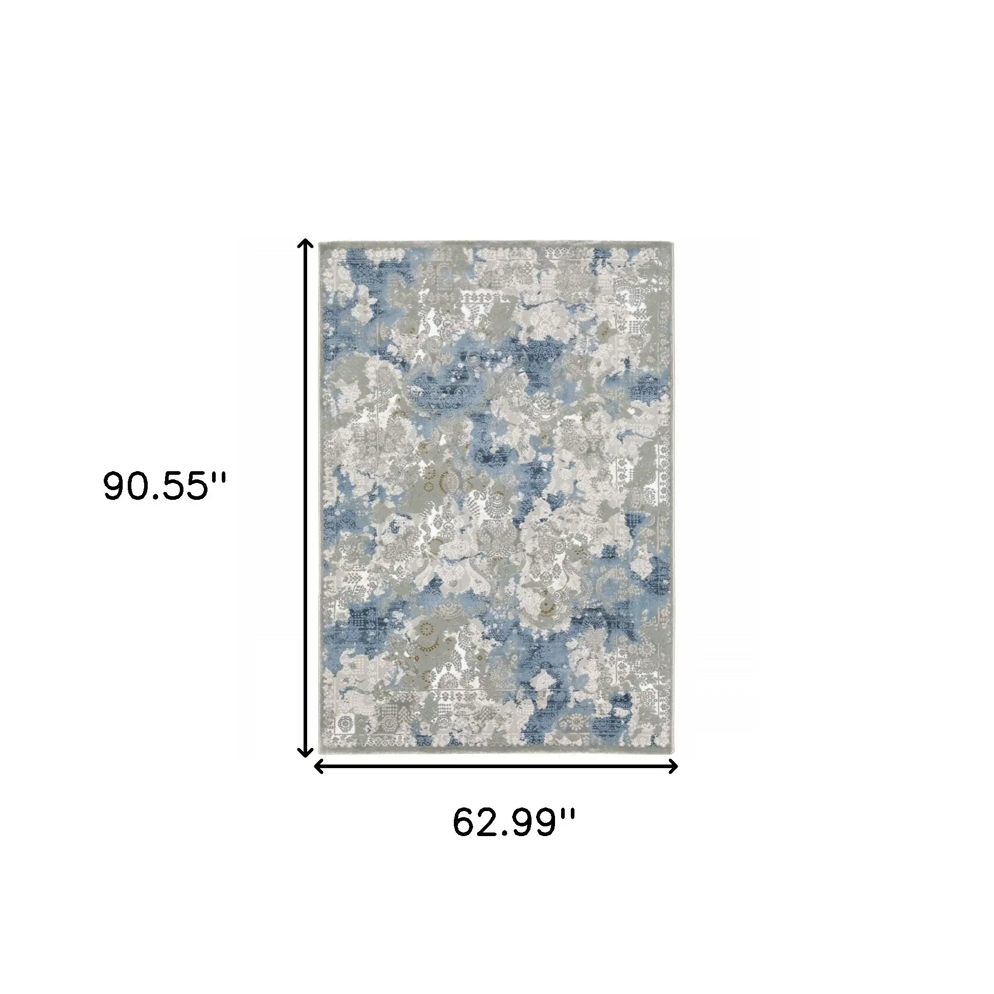 5' X 8' Grey Blue Ivory Navy Beige And Brown Abstract Power Loom Stain Resistant Area Rug - Image 3