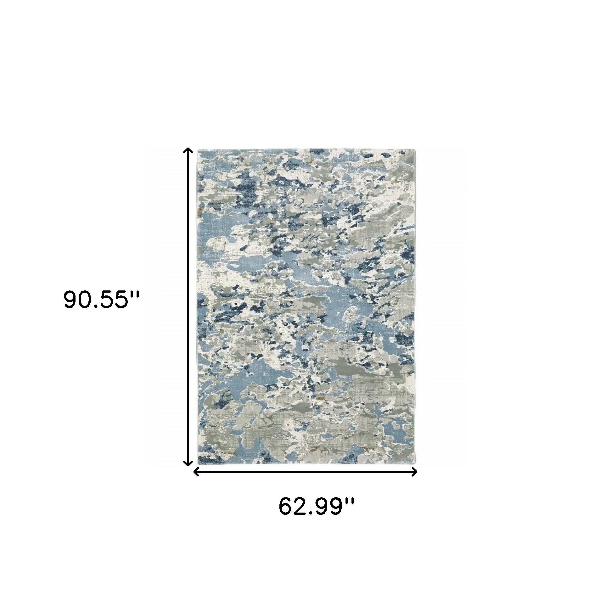 5' X 8' Grey Blue Ivory Navy Beige And Brown Abstract Power Loom Stain Resistant Area Rug - Image 3