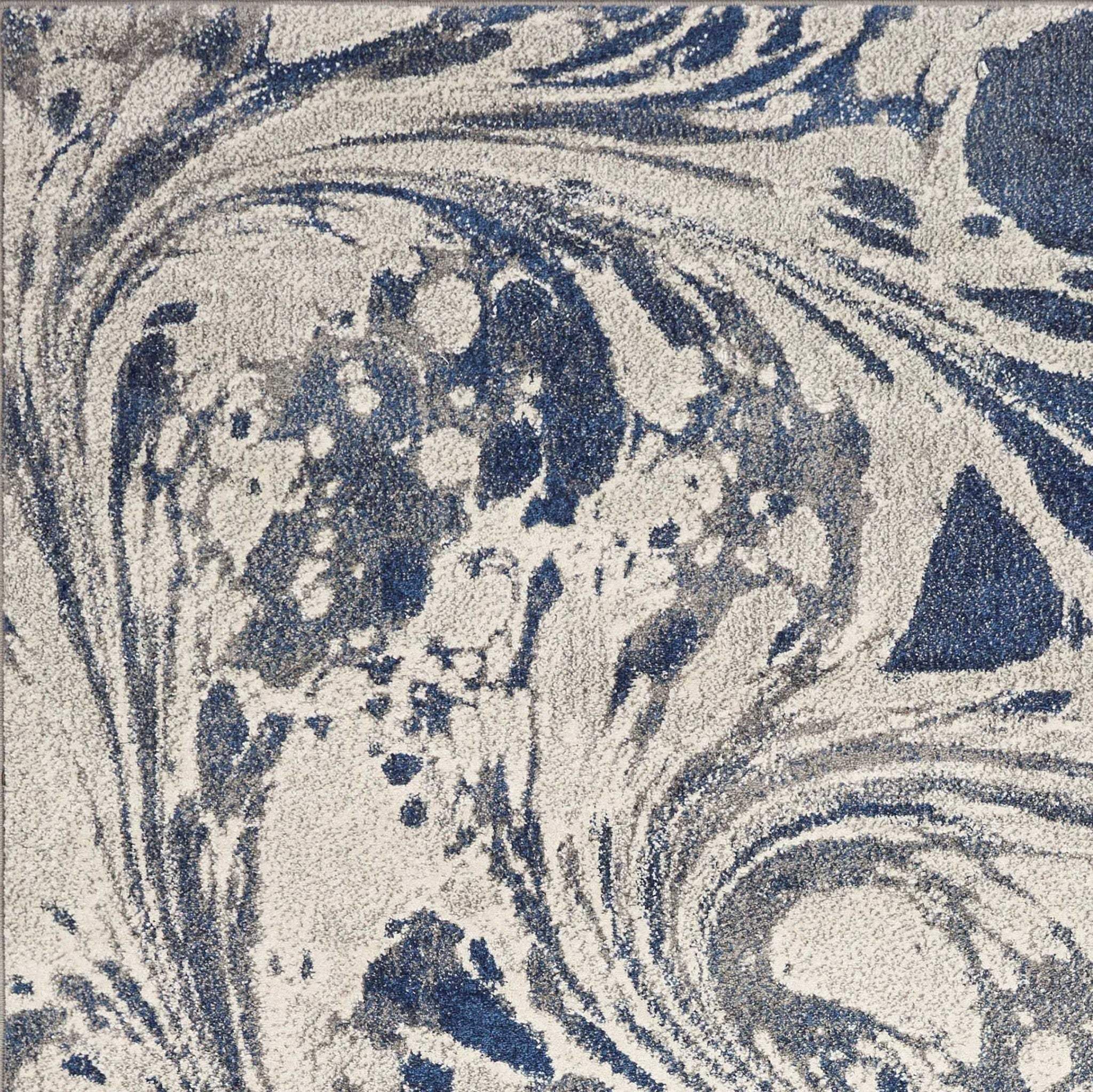 5' X 8' Grey Blue Machine Woven Marble Indoor Area Rug - Image 3