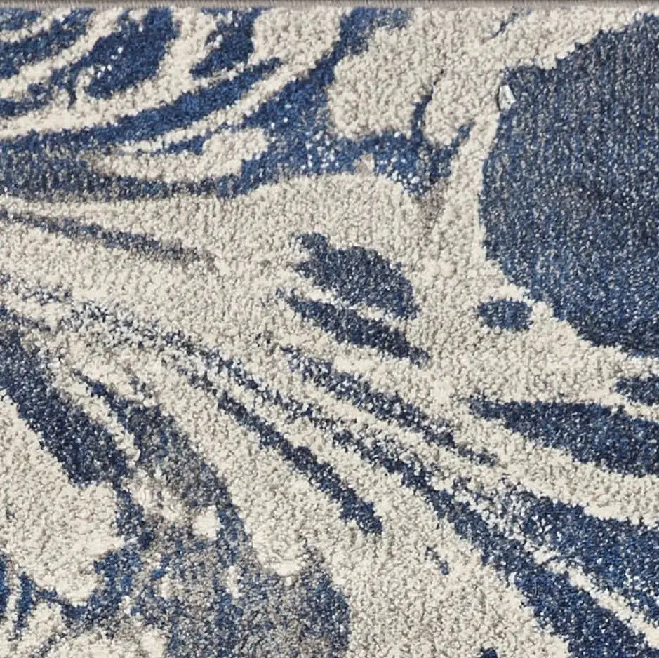 5' X 8' Grey Blue Machine Woven Marble Indoor Area Rug - Image 4