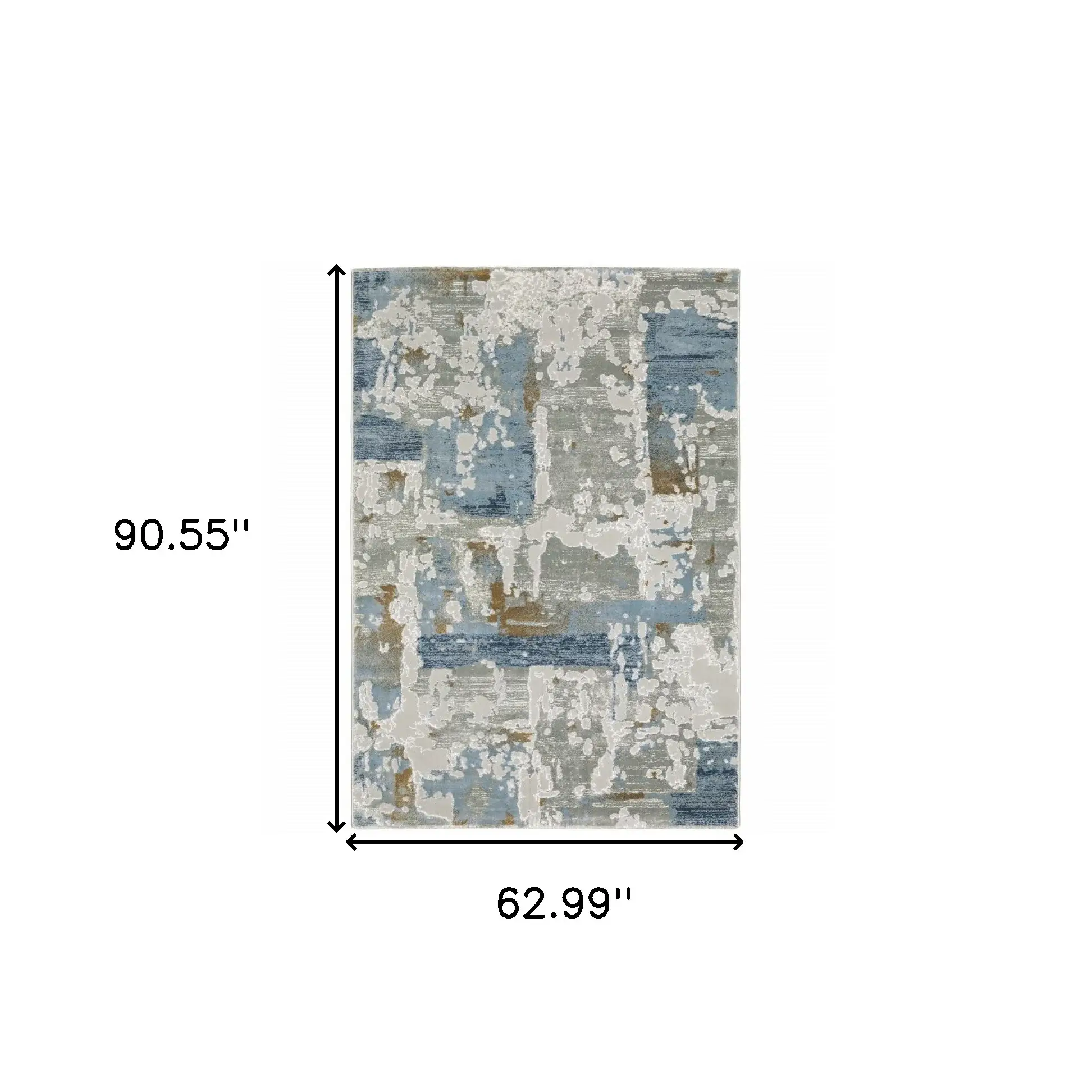 5' X 8' Grey Blue Navy Ivory And Brown Abstract Power Loom Stain Resistant Area Rug - Image 3
