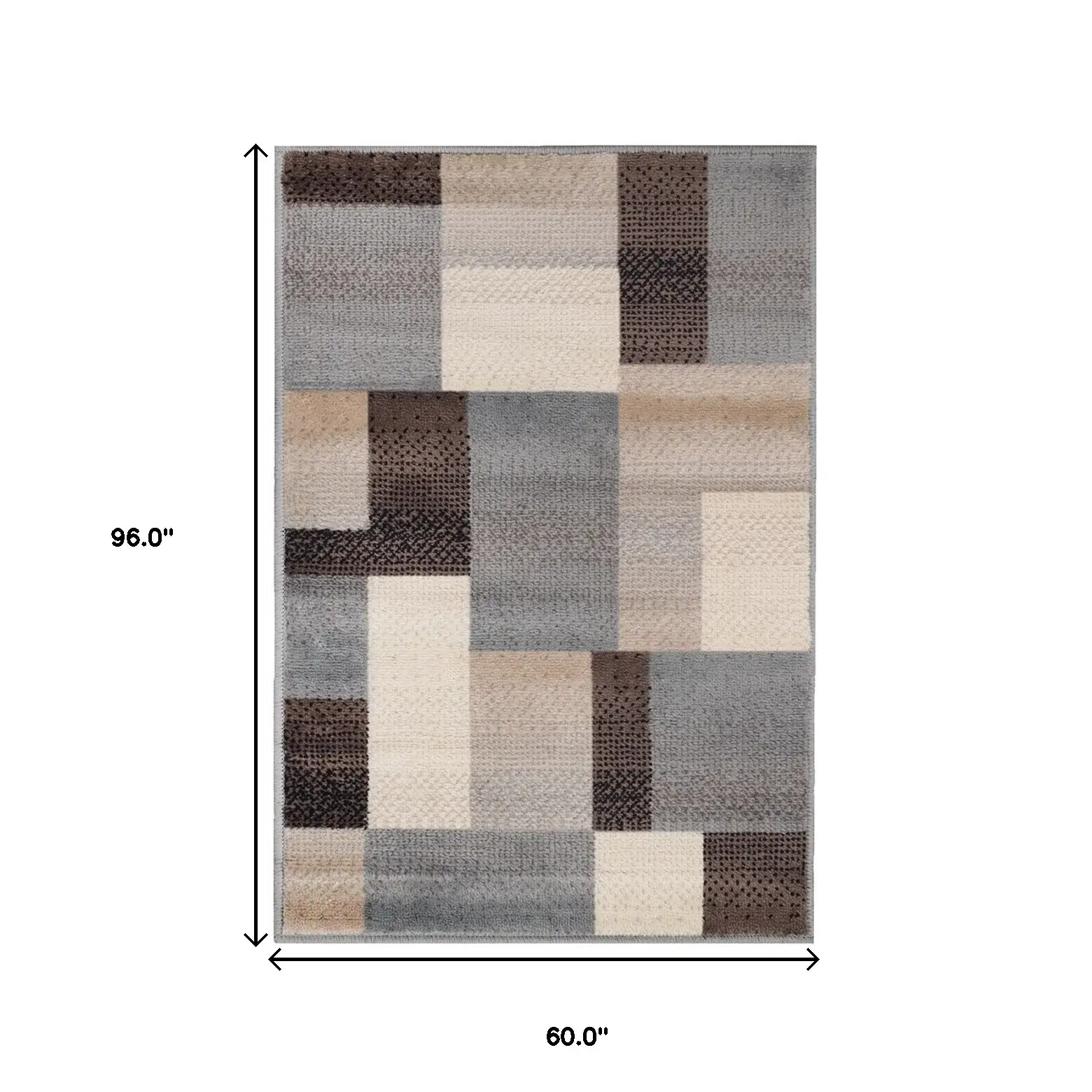 5' X 8' Grey-Brown Patchwork Power Loom Stain Resistant Area Rug - Image 8