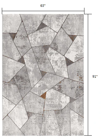 5' X 8' Grey Geometric Area Rug - Image 3