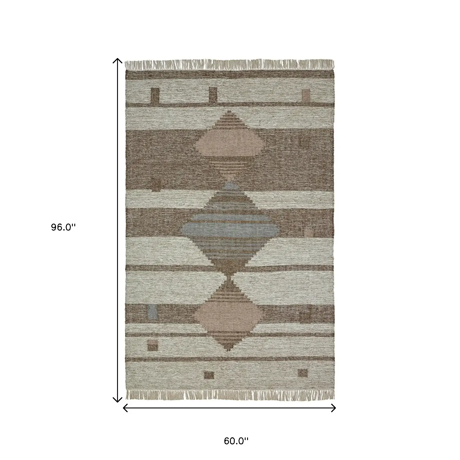 5' X 8' Grey Geometric Flatweave Handmade Stain Resistant Area Rug With Fringe - Image 6