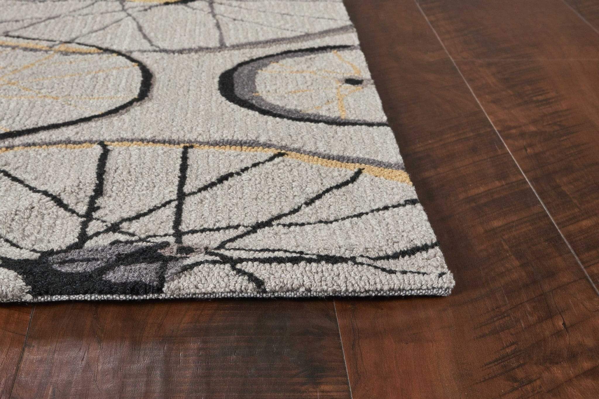 5' X 8' Grey Hand Hooked Wheels Indoor Area Rug - Image 5