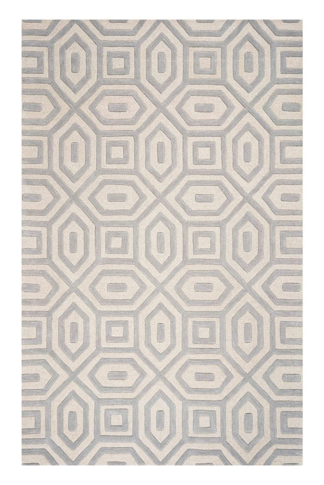 5' X 8' Grey Hand Tufted Geometric Indoor Area Rug - Image 2