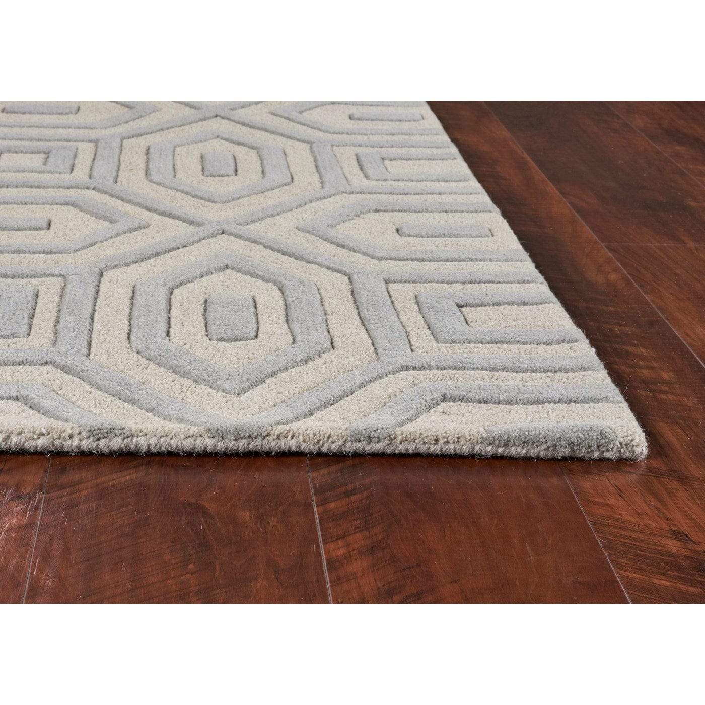 5' X 8' Grey Hand Tufted Geometric Indoor Area Rug - Image 4