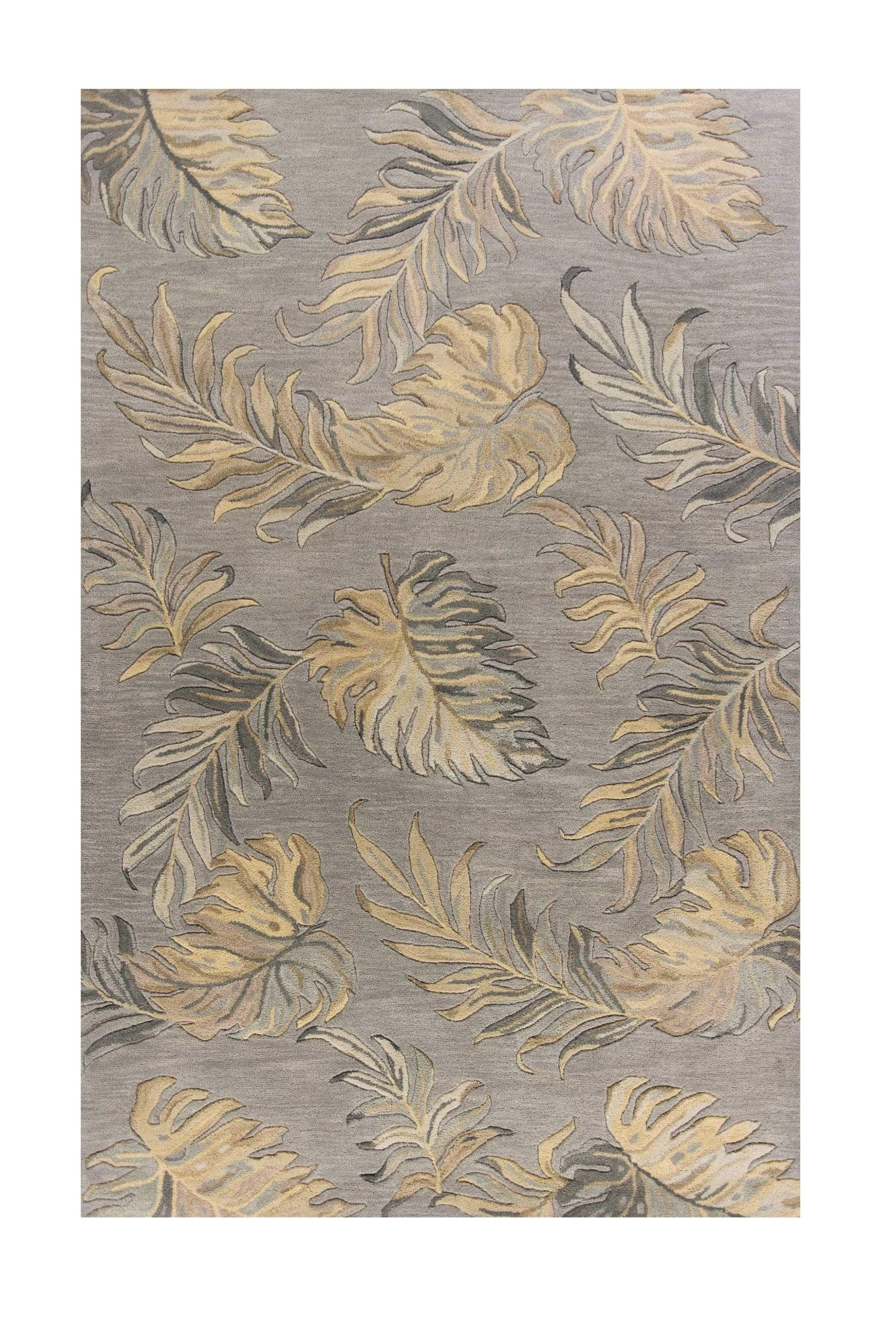 5' X 8' Grey Hand Tufted Tropical Palms Indoor Area Rug - Image 2