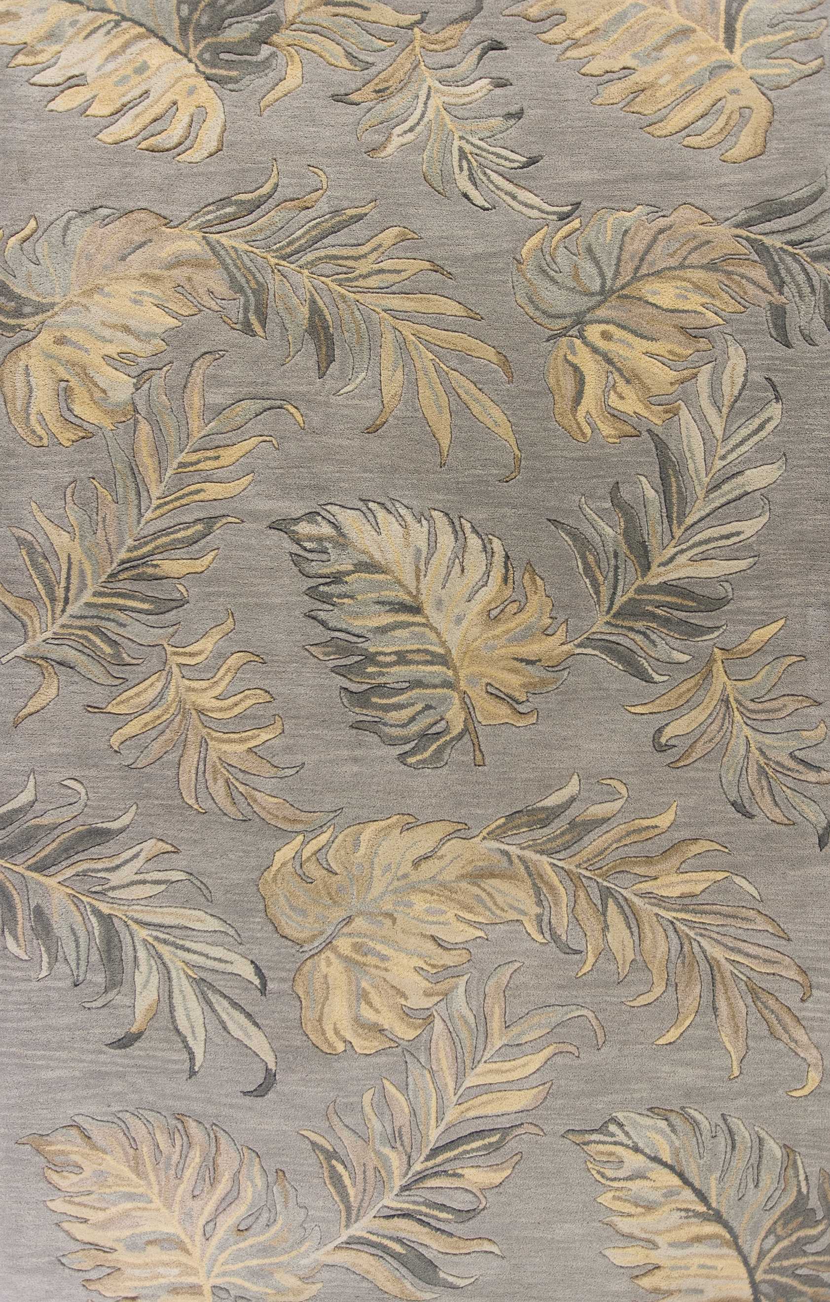 5' X 8' Grey Hand Tufted Tropical Palms Indoor Area Rug - Image 4