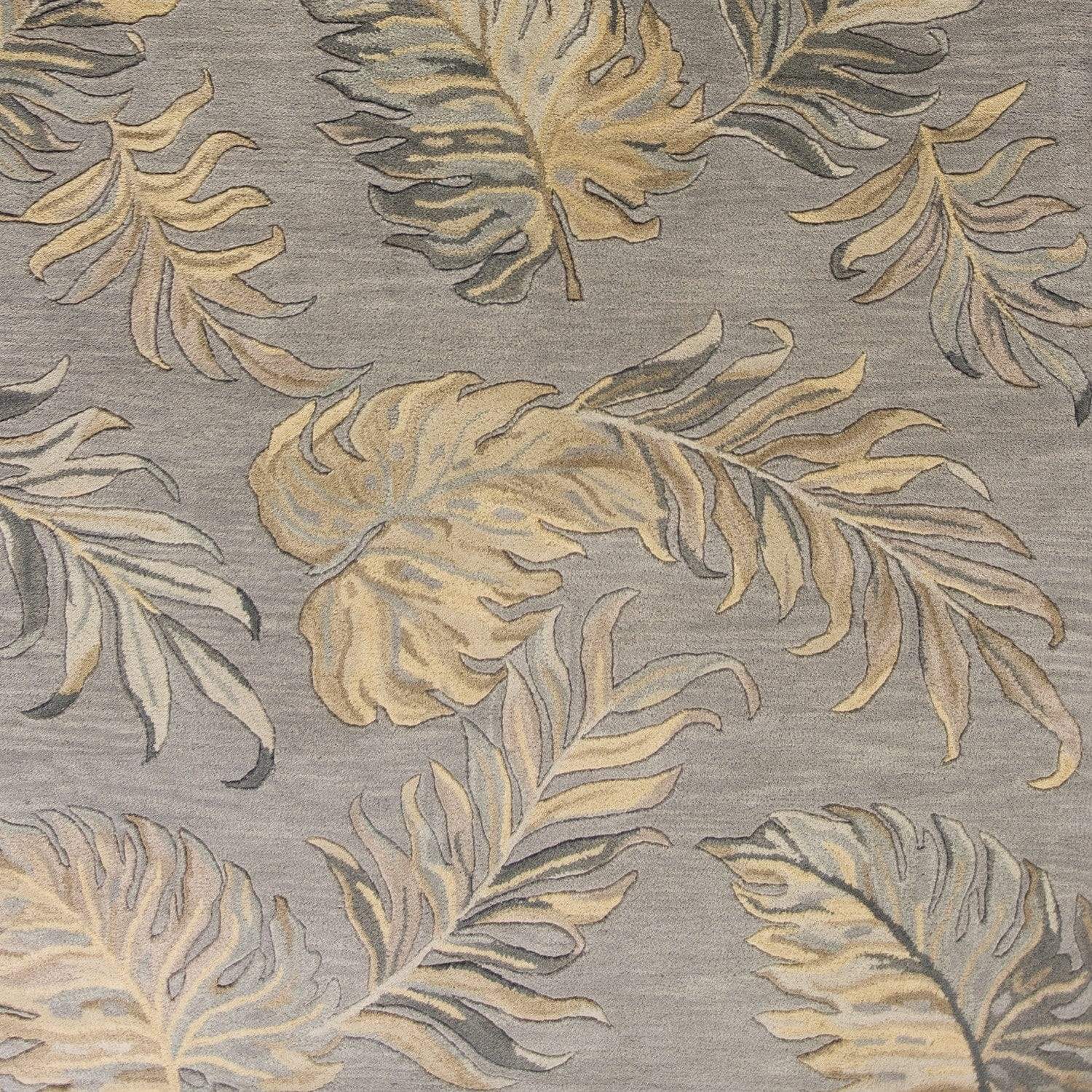 5' X 8' Grey Hand Tufted Tropical Palms Indoor Area Rug - Image 5