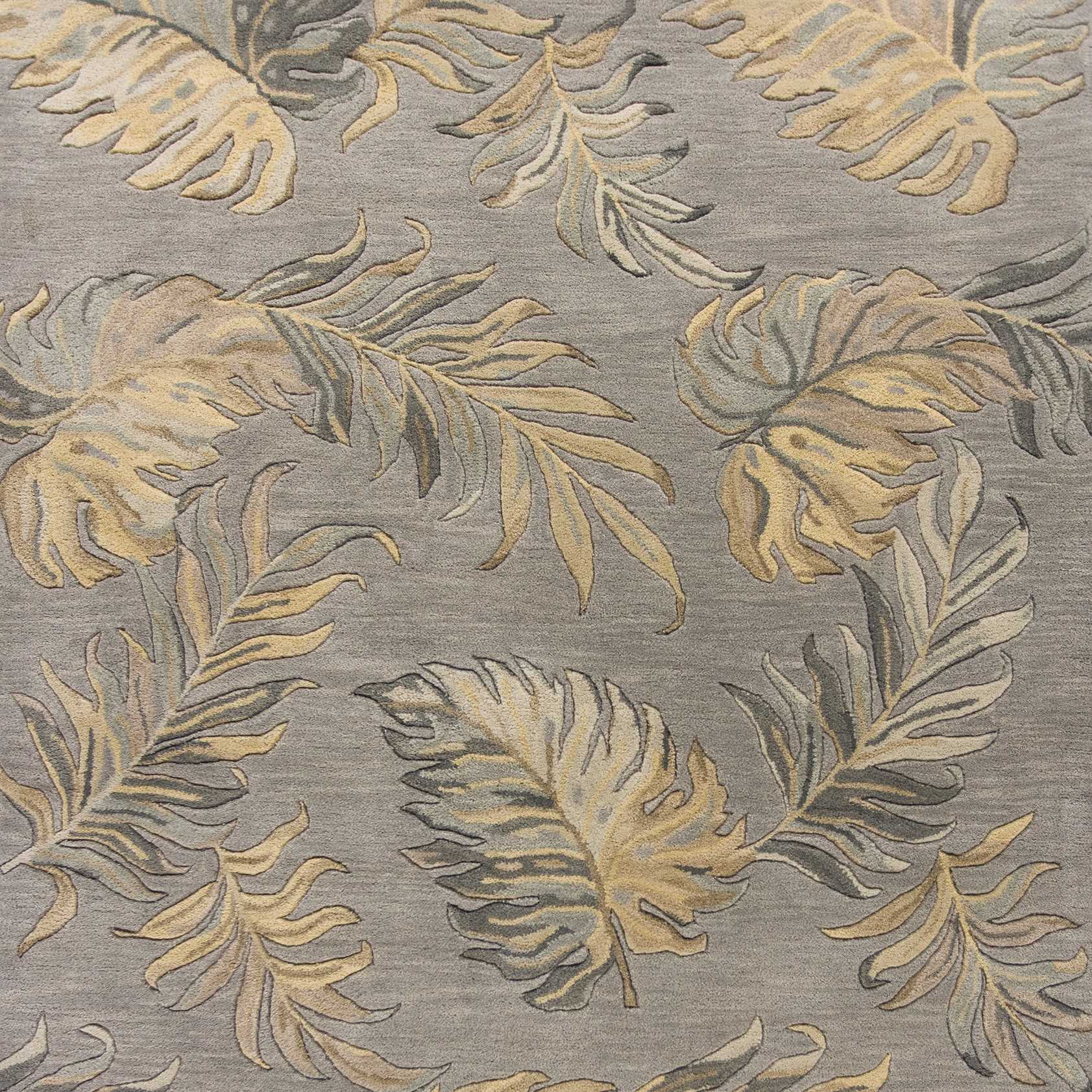 5' X 8' Grey Hand Tufted Tropical Palms Indoor Area Rug - Image 6