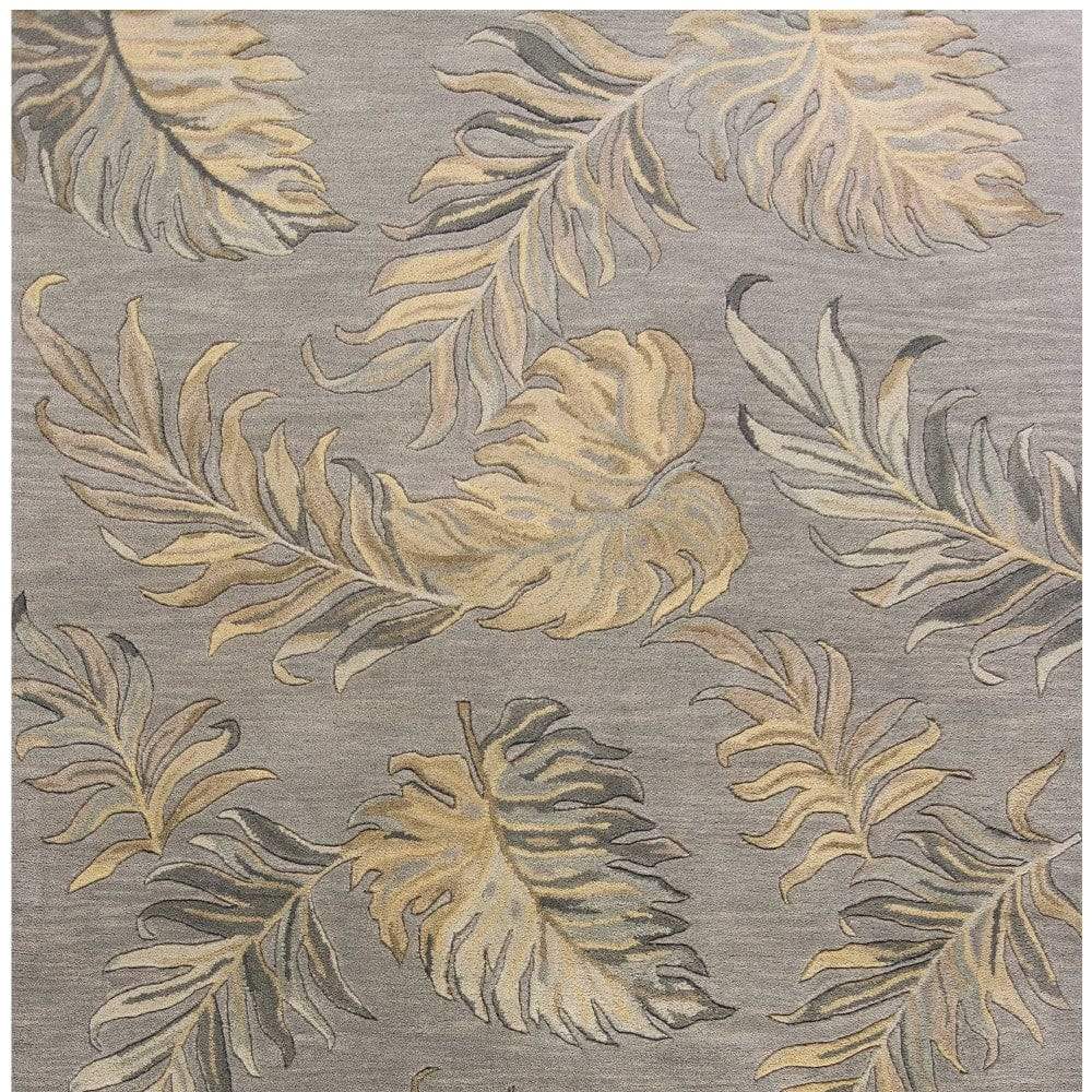 5' X 8' Grey Hand Tufted Tropical Palms Indoor Area Rug - Image 8