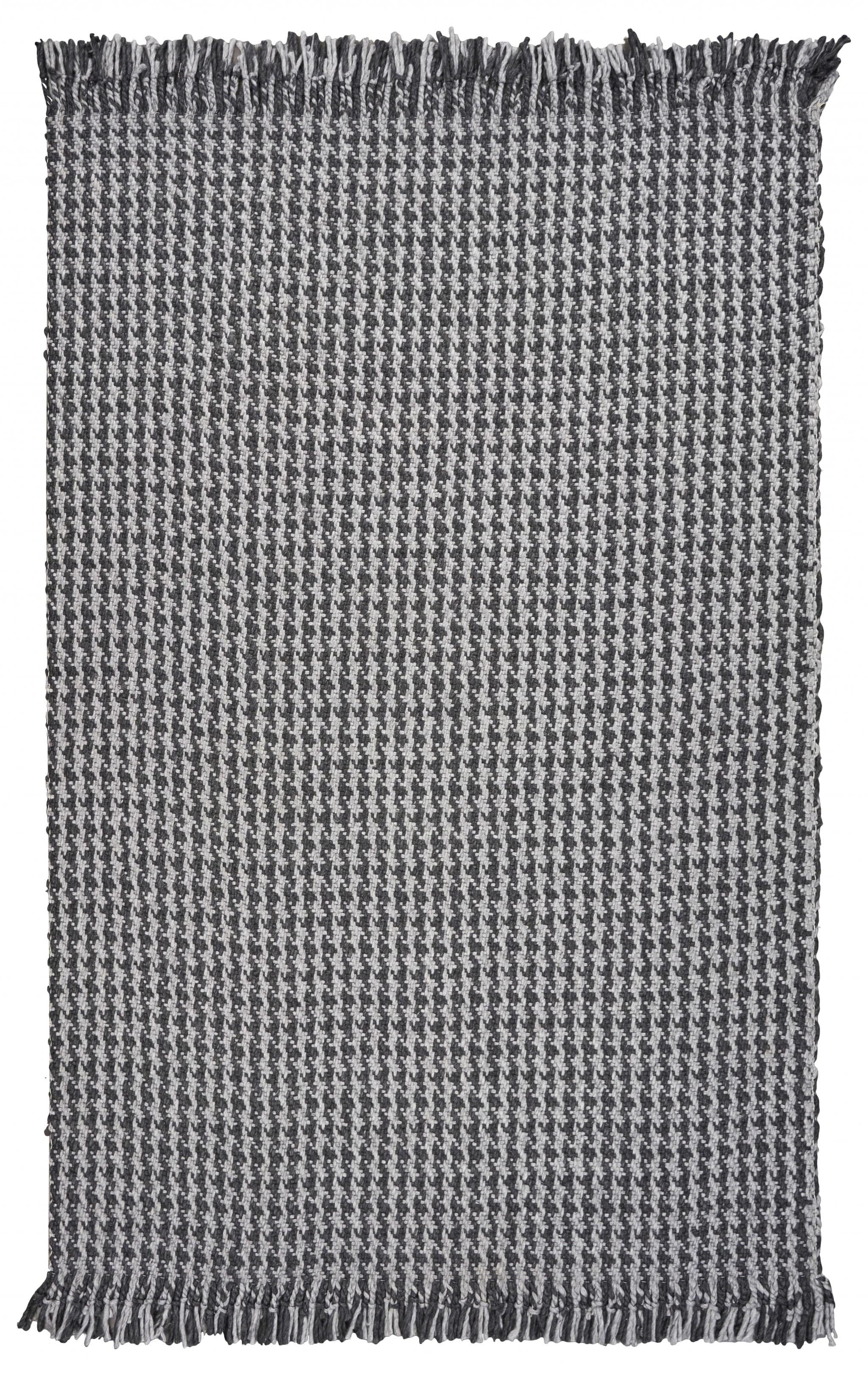 5' X 8' Grey Hand Woven Houndstooth Indoor Area Rug - Image 2