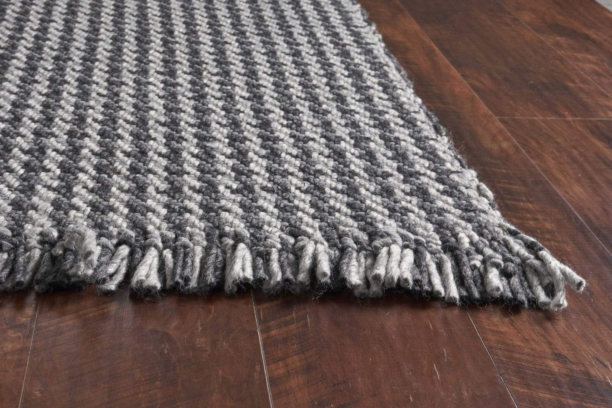 5' X 8' Grey Hand Woven Houndstooth Indoor Area Rug - Image 7