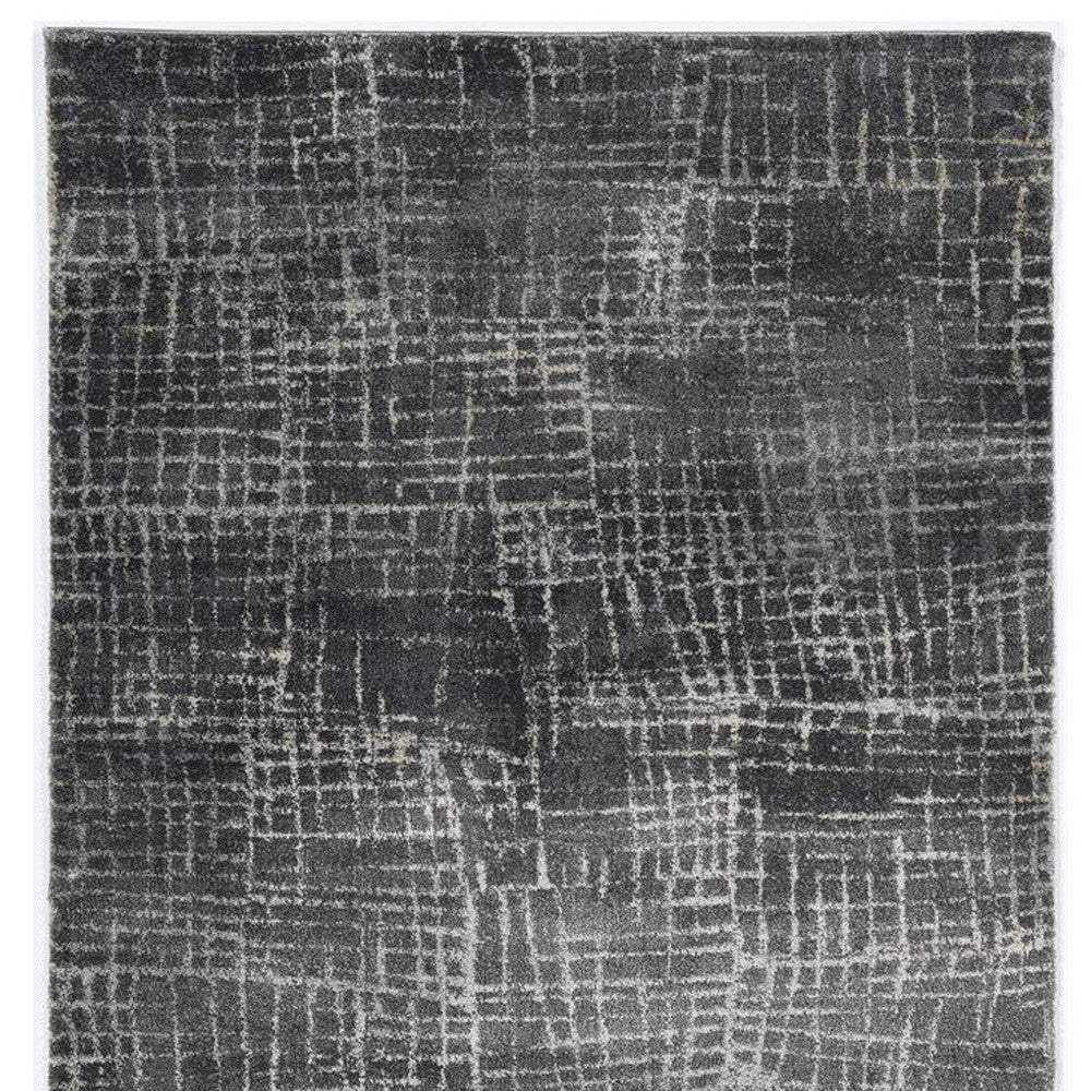 5' X 8' Grey Machine Woven Abstract Scratch Indoor Area Rug - Image 6