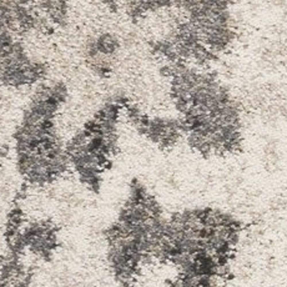 5' X 8' Grey Machine Woven Distressed Floral Medallion Indoor Area Rug - Image 5
