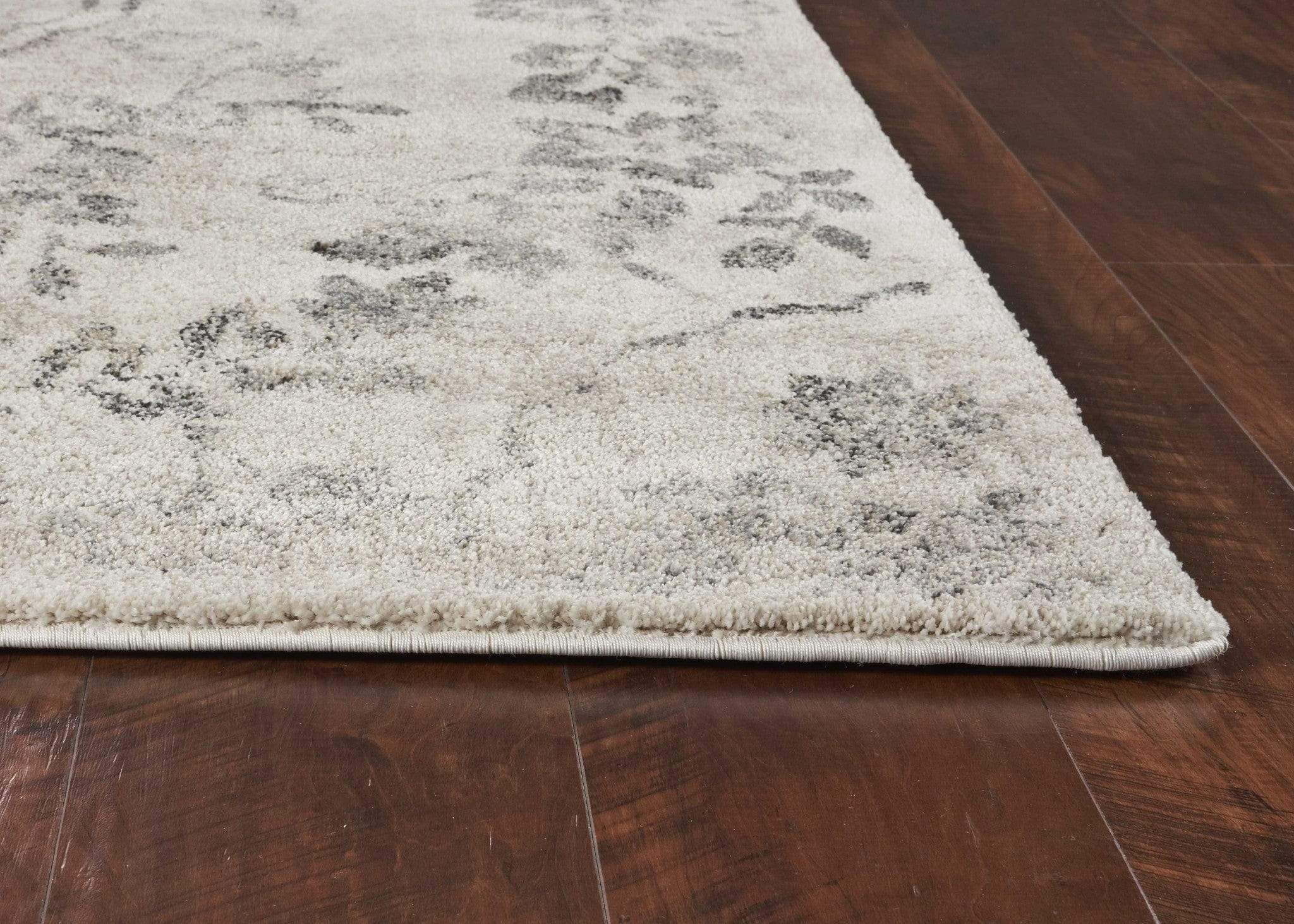 5' X 8' Grey Machine Woven Distressed Floral Medallion Indoor Area Rug - Image 8