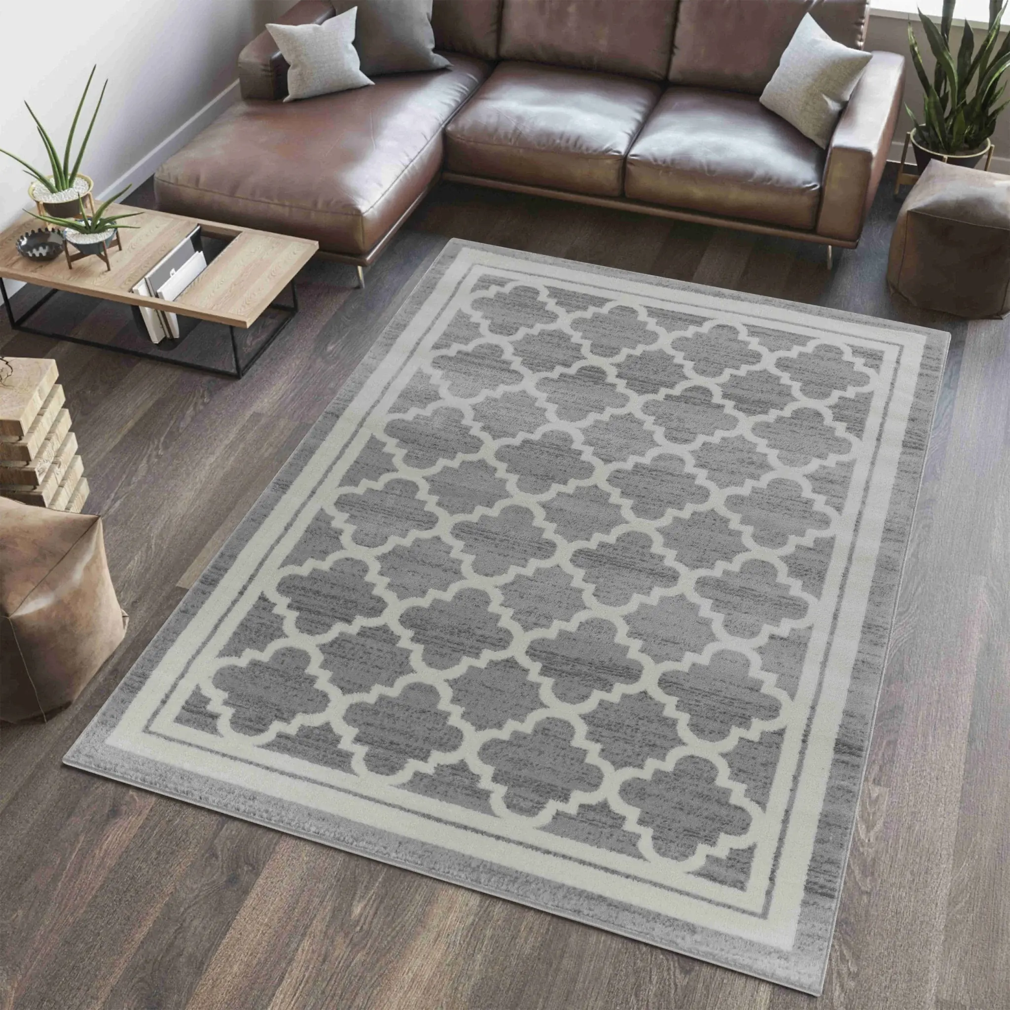 5' X 8' Grey Moroccan Area Rug - Image 4
