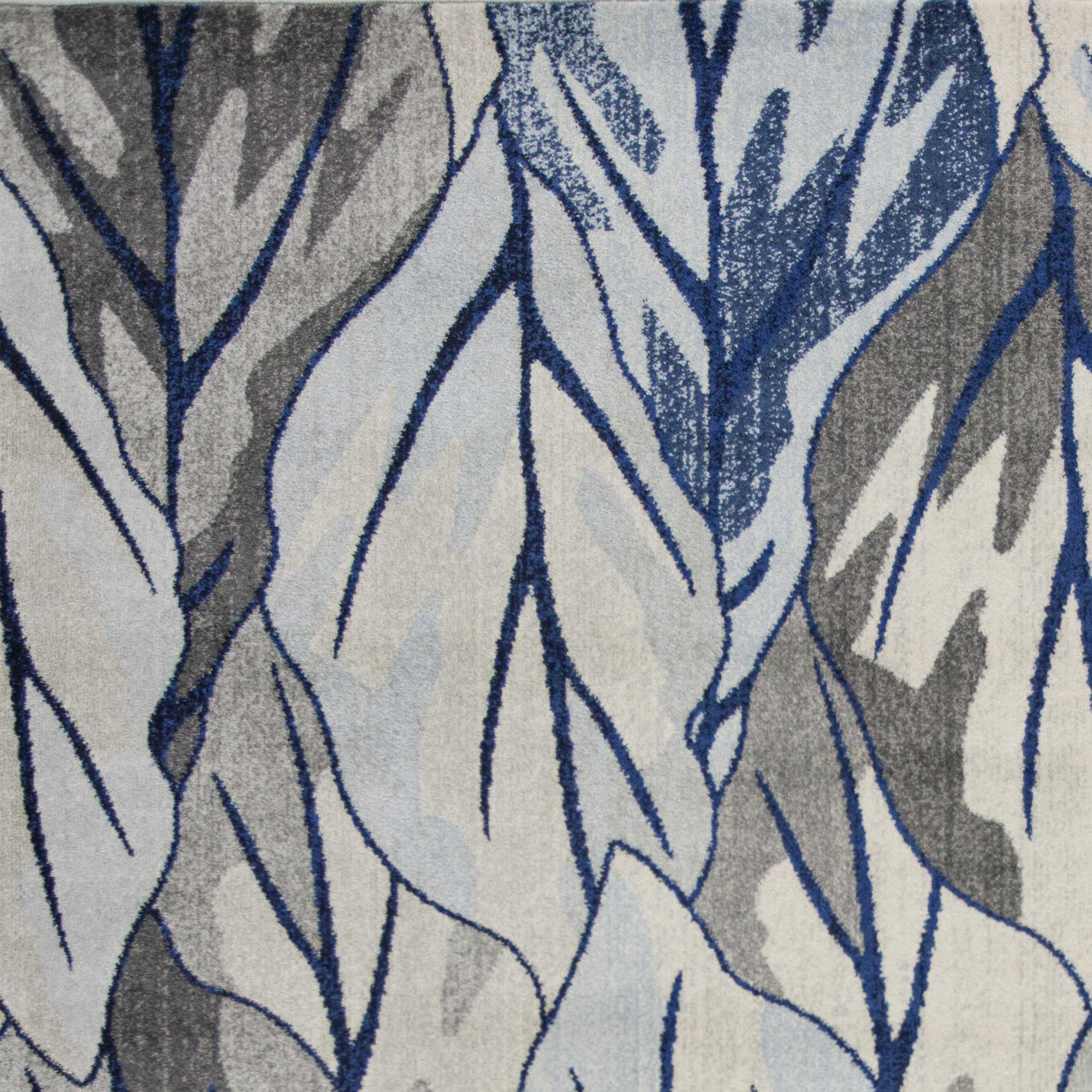 5' X 8' Grey Navy Machine Woven Tropical Indoor Area Rug - Image 4