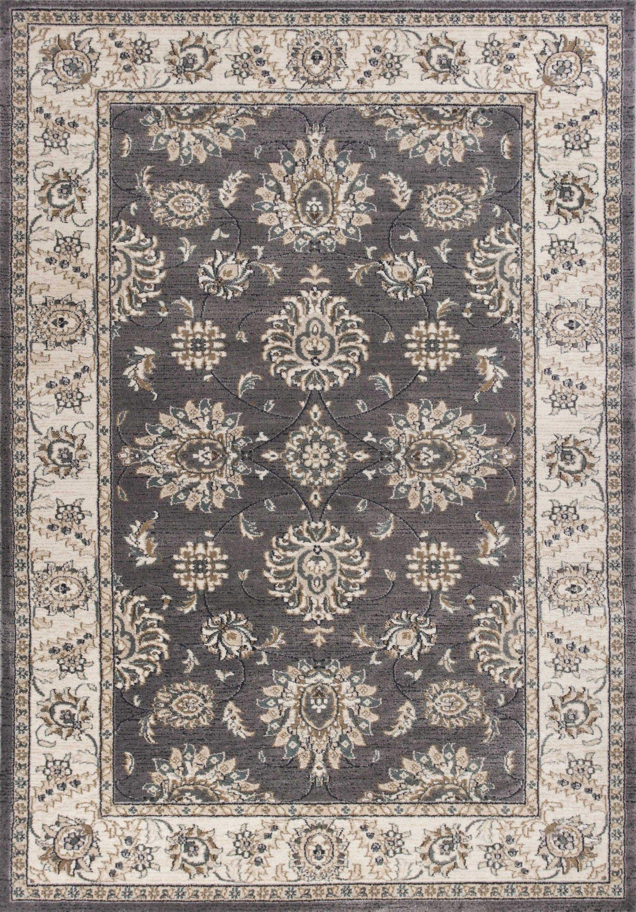5' X 8' Grey Or Ivory Floral Vines Bordered Area Rug - Image 2