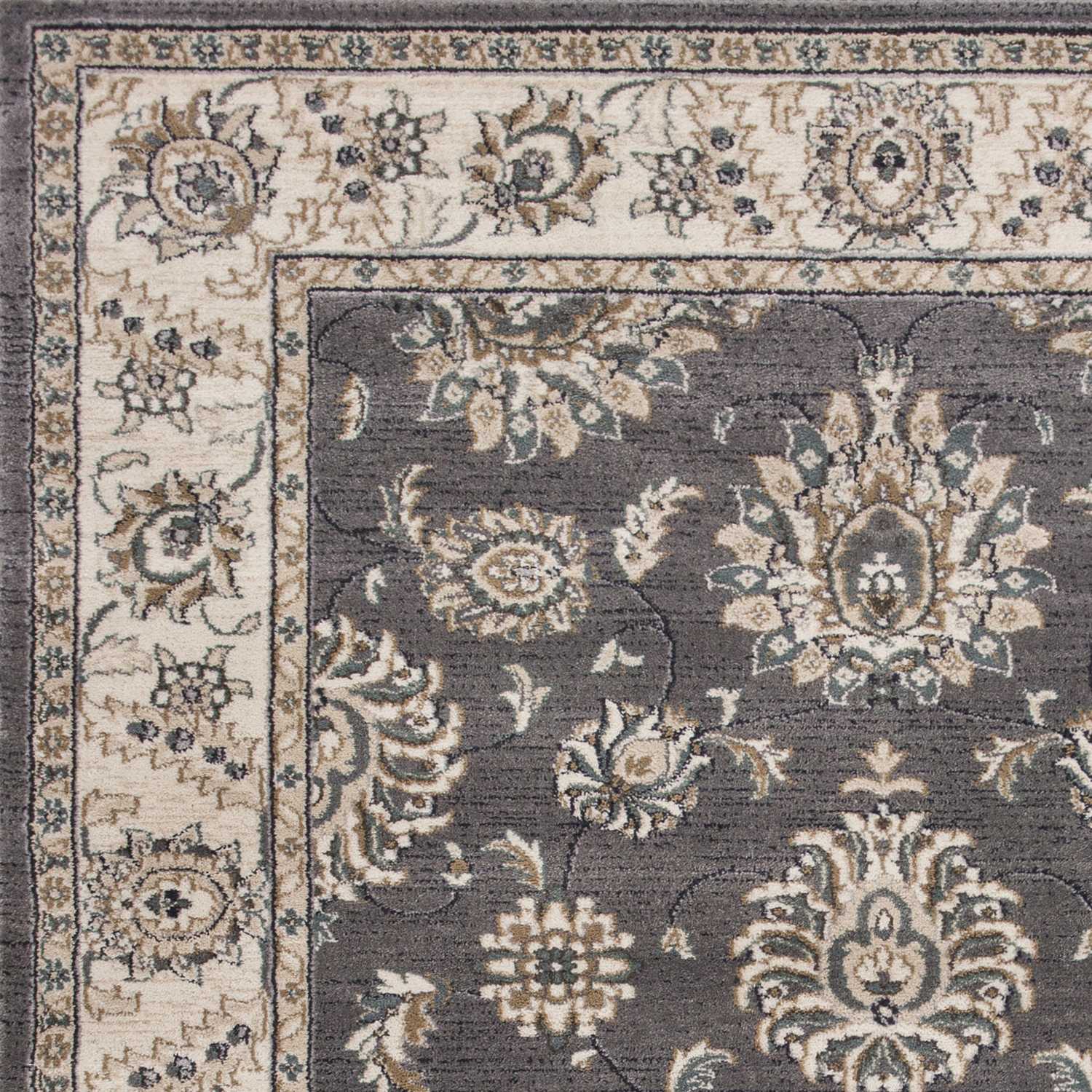 5' X 8' Grey Or Ivory Floral Vines Bordered Area Rug - Image 5