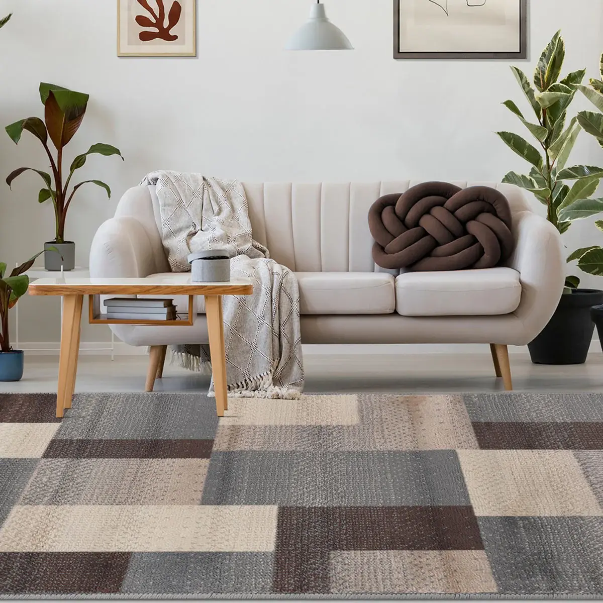 5' X 8' Grey Patchwork Power Loom Stain Resistant Area Rug - Image 6
