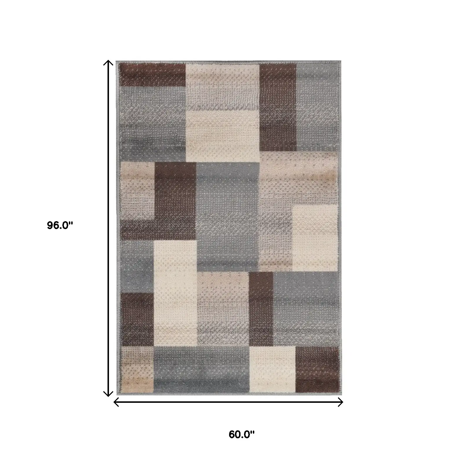 5' X 8' Grey Patchwork Power Loom Stain Resistant Area Rug - Image 8