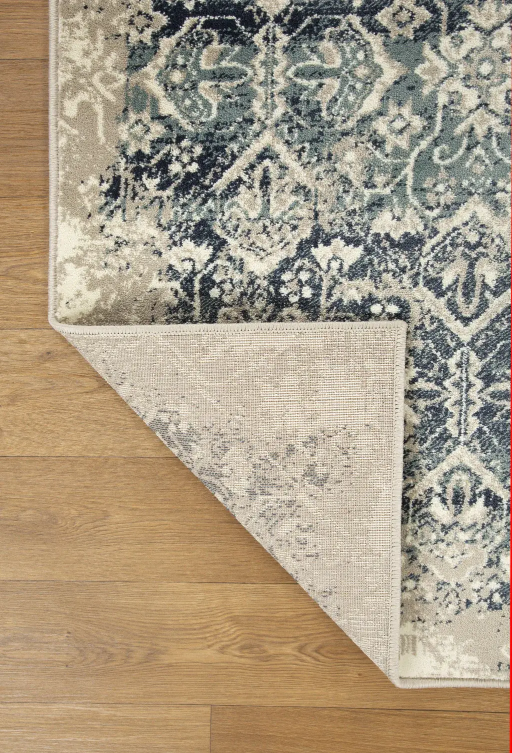 5' X 8' Ivory and Blue Oriental Area Rug - Image 3