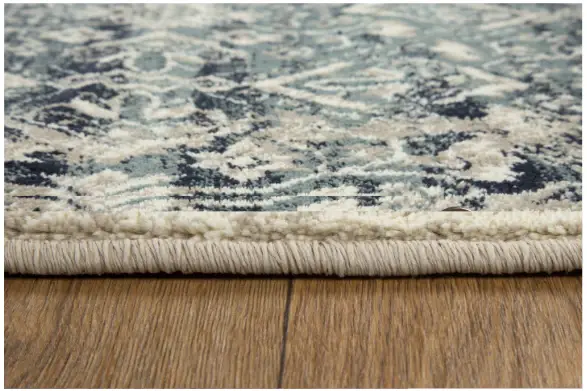 5' X 8' Ivory and Blue Oriental Area Rug - Image 5