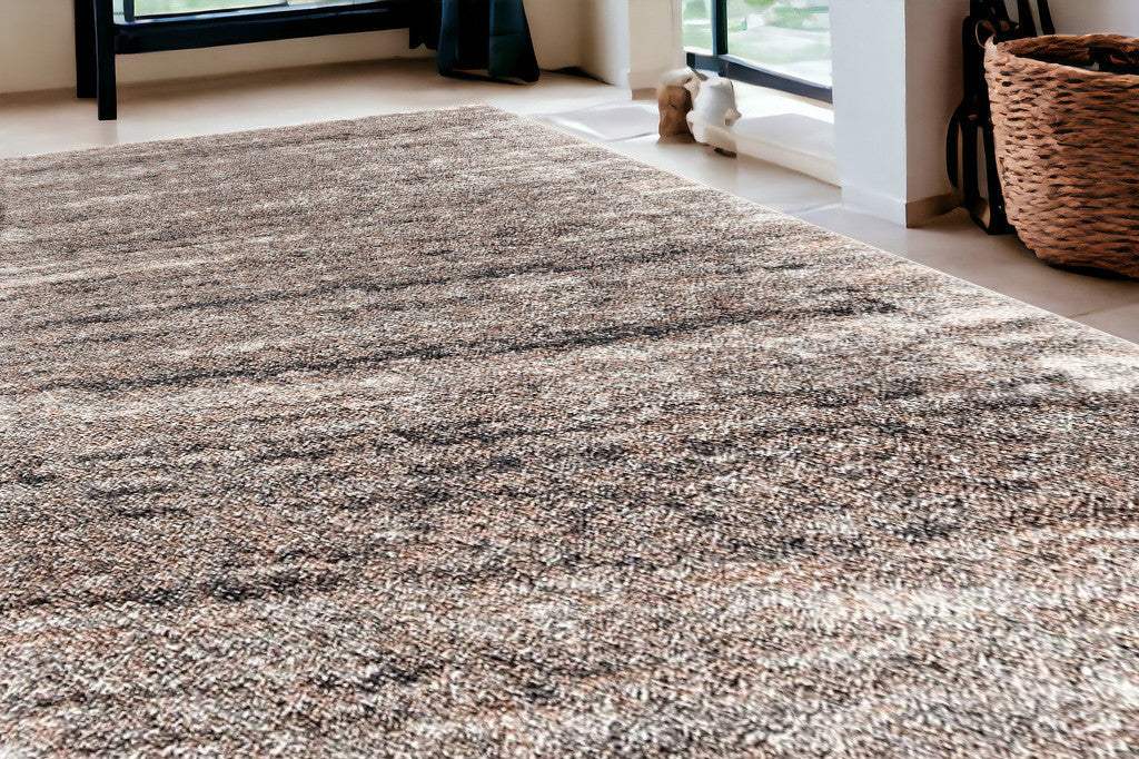 5' X 8' Ivory And Brown Retro Mod Area Rug