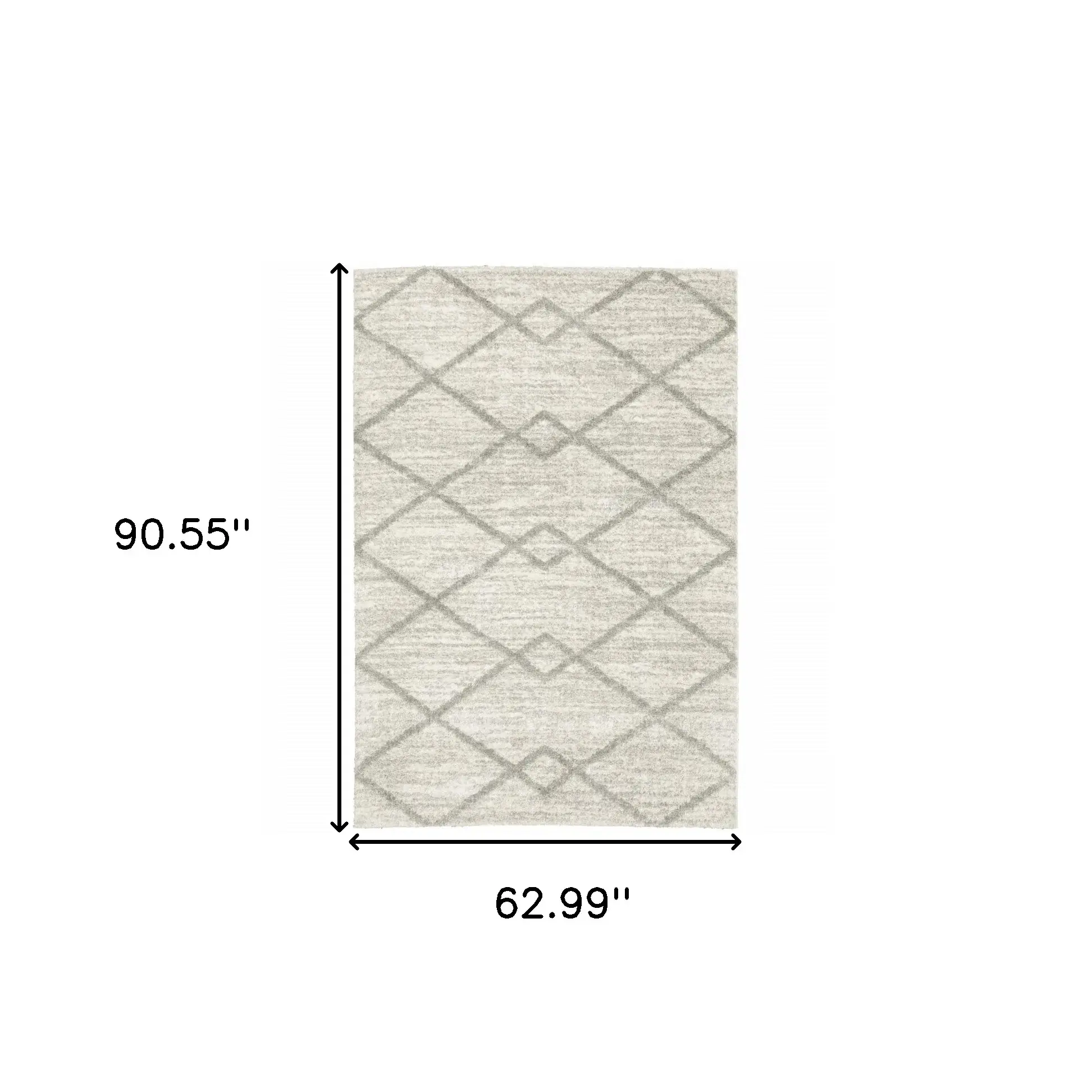 5' X 8' Ivory And Grey Geometric Shag Power Loom Stain Resistant Area Rug - Image 3
