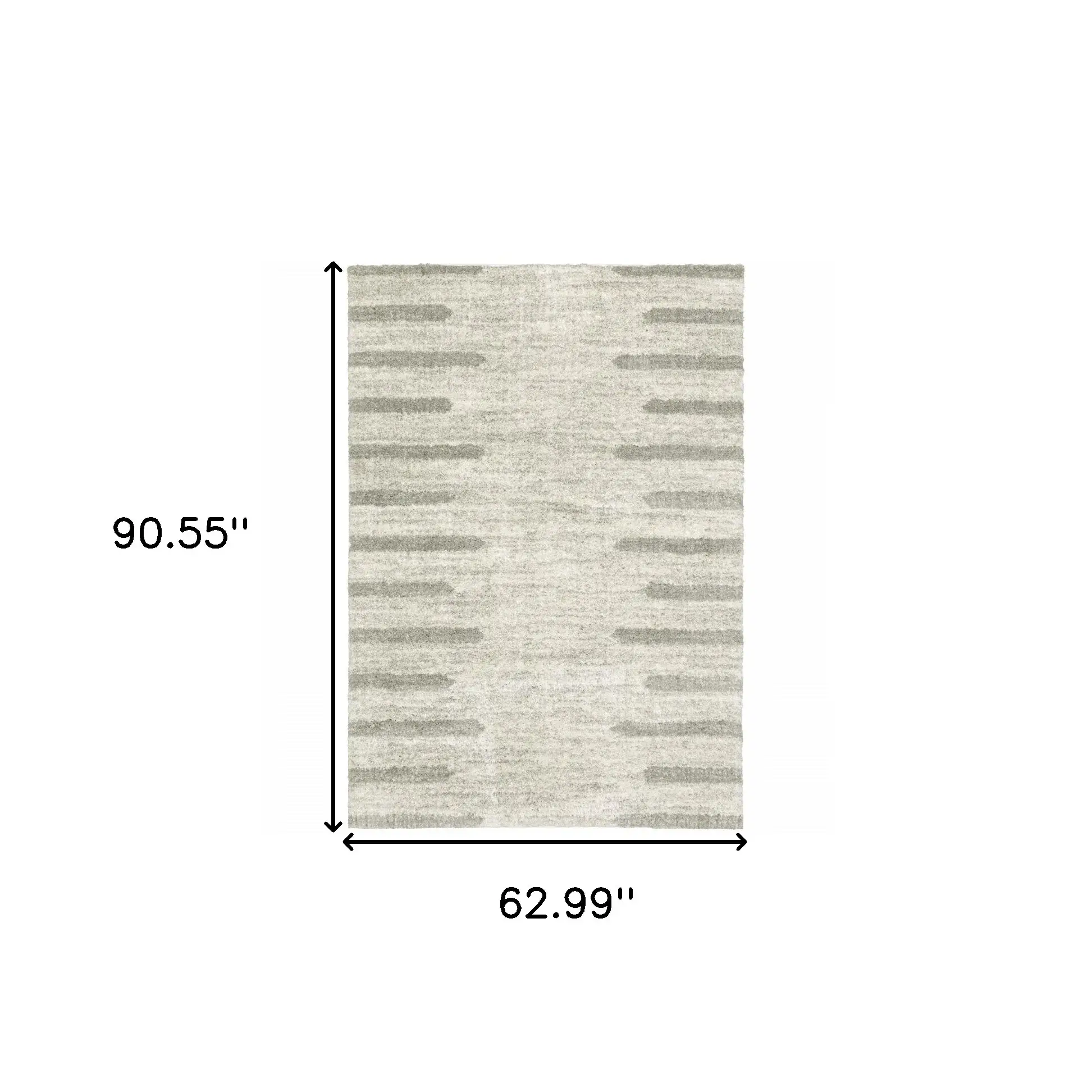 5' X 8' Ivory And Grey Geometric Shag Power Loom Stain Resistant Area Rug - Image 3