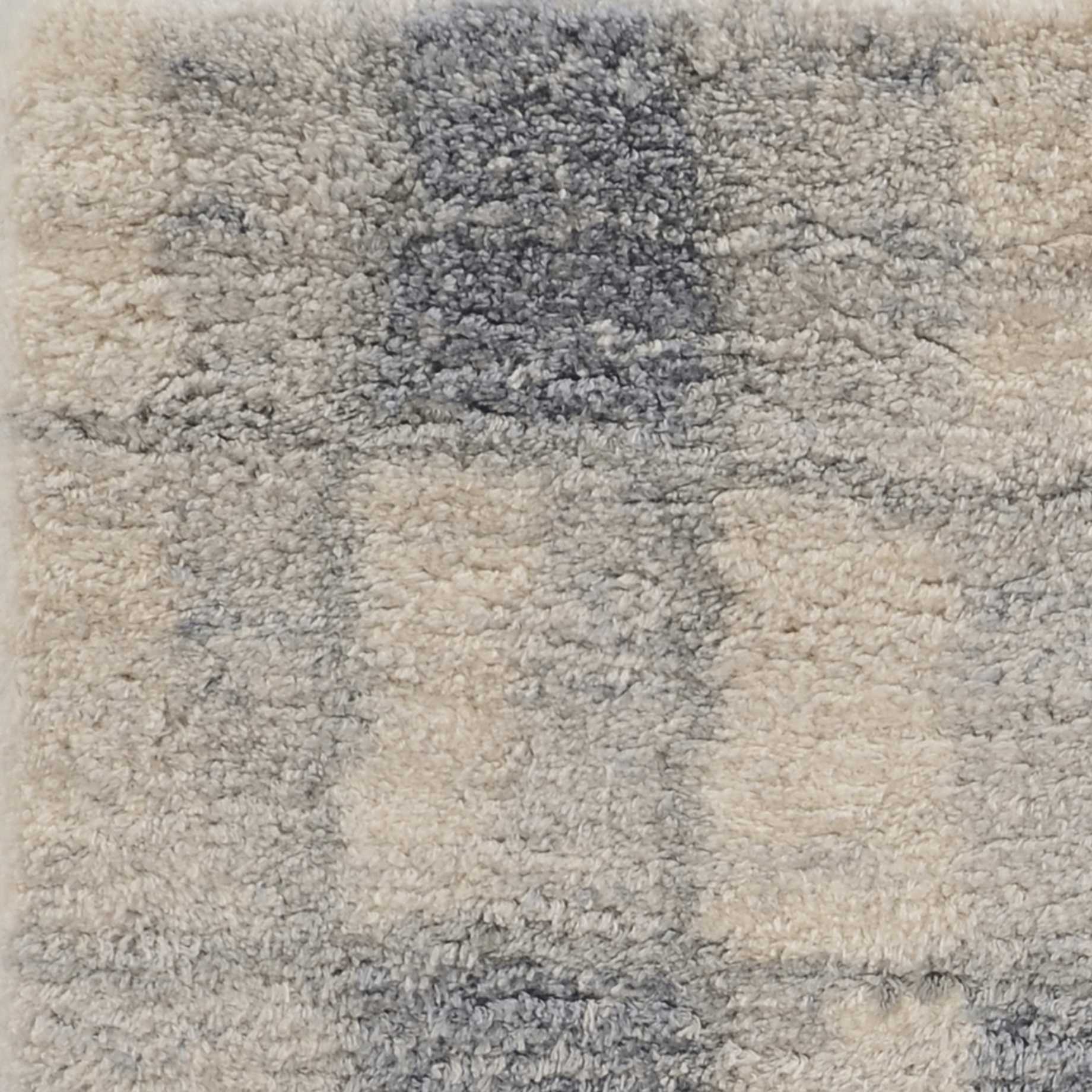 5' X 8' Ivory Blue Machine Woven Abstract Blocks Indoor Area Rug - Image 2
