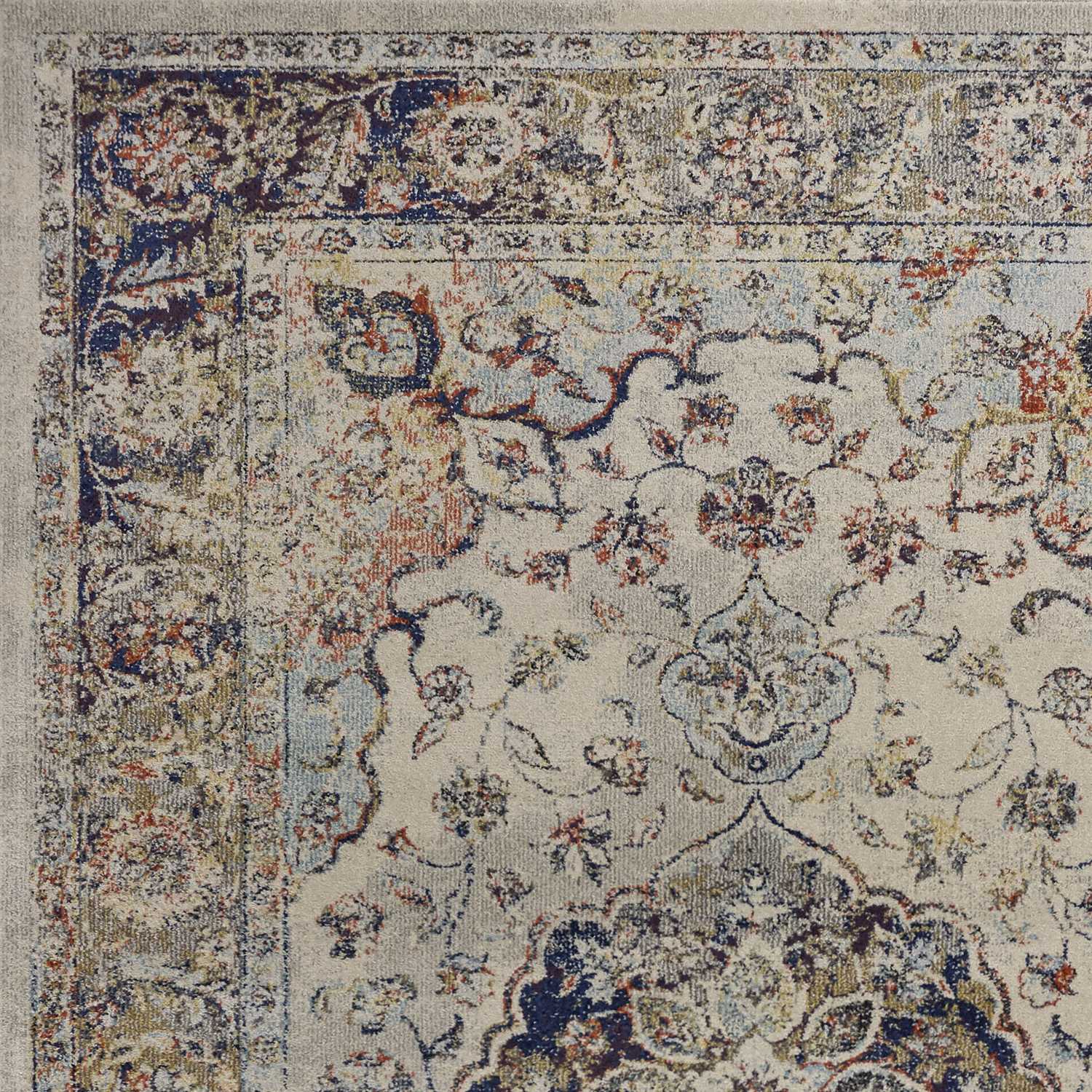 5' X 8' Ivory Floral Medallion Area Rug - Image 3