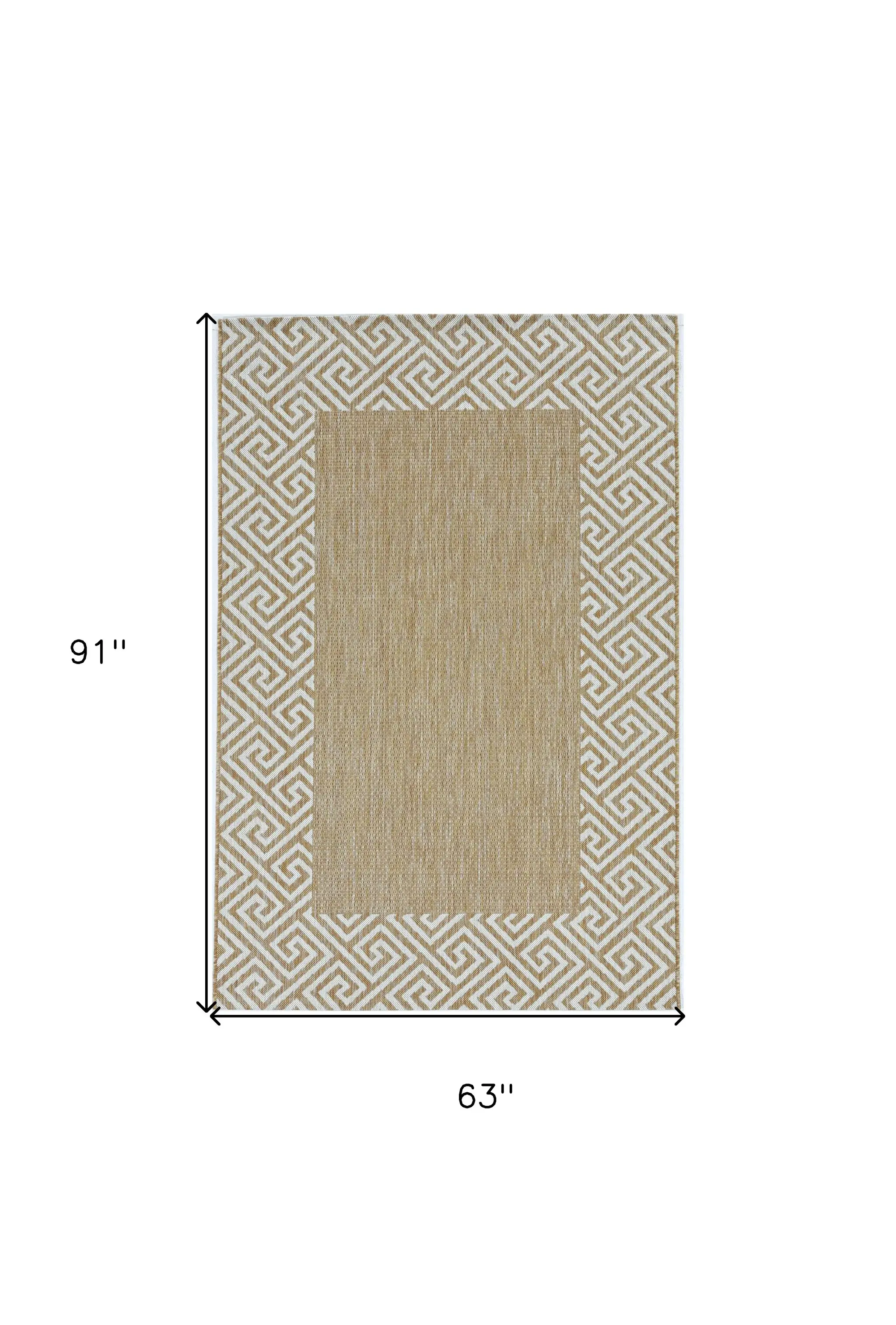 5' X 8' Ivory Geometric Indoor Outdoor Area Rug - Image 3