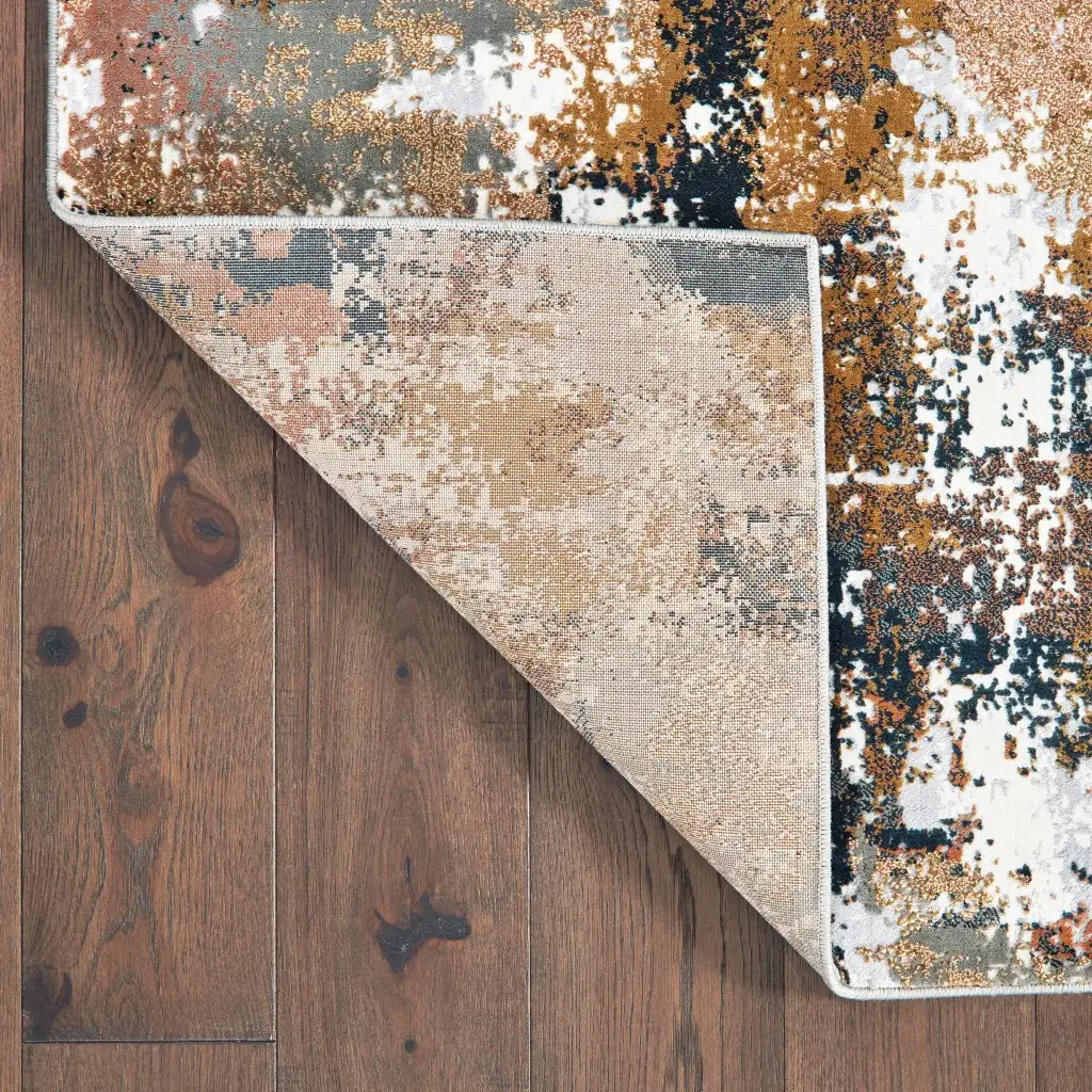 5' X 8' Ivory Gray Abstract Sectors Indoor Area Rug - Image 4