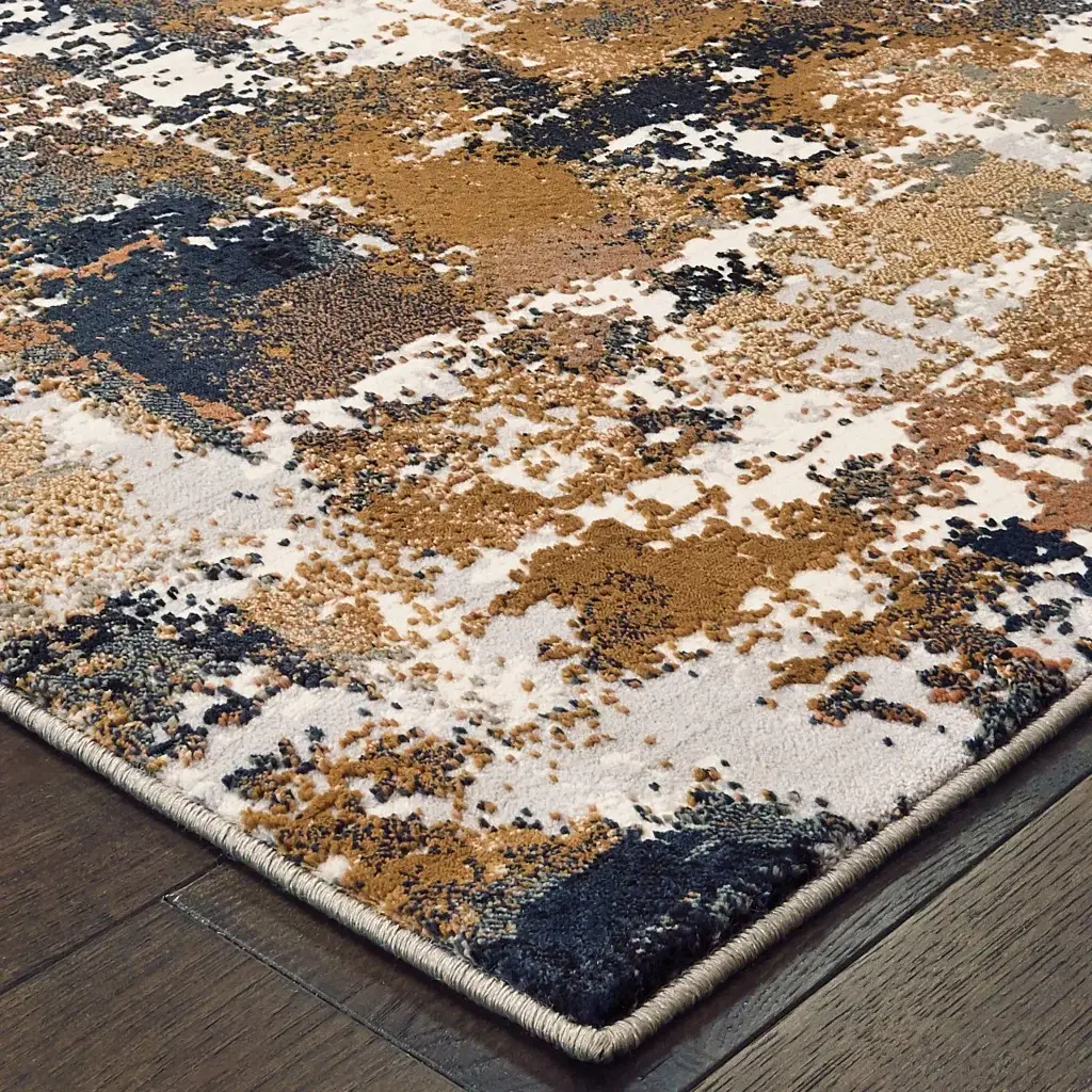 5' X 8' Ivory Gray Abstract Sectors Indoor Area Rug - Image 6