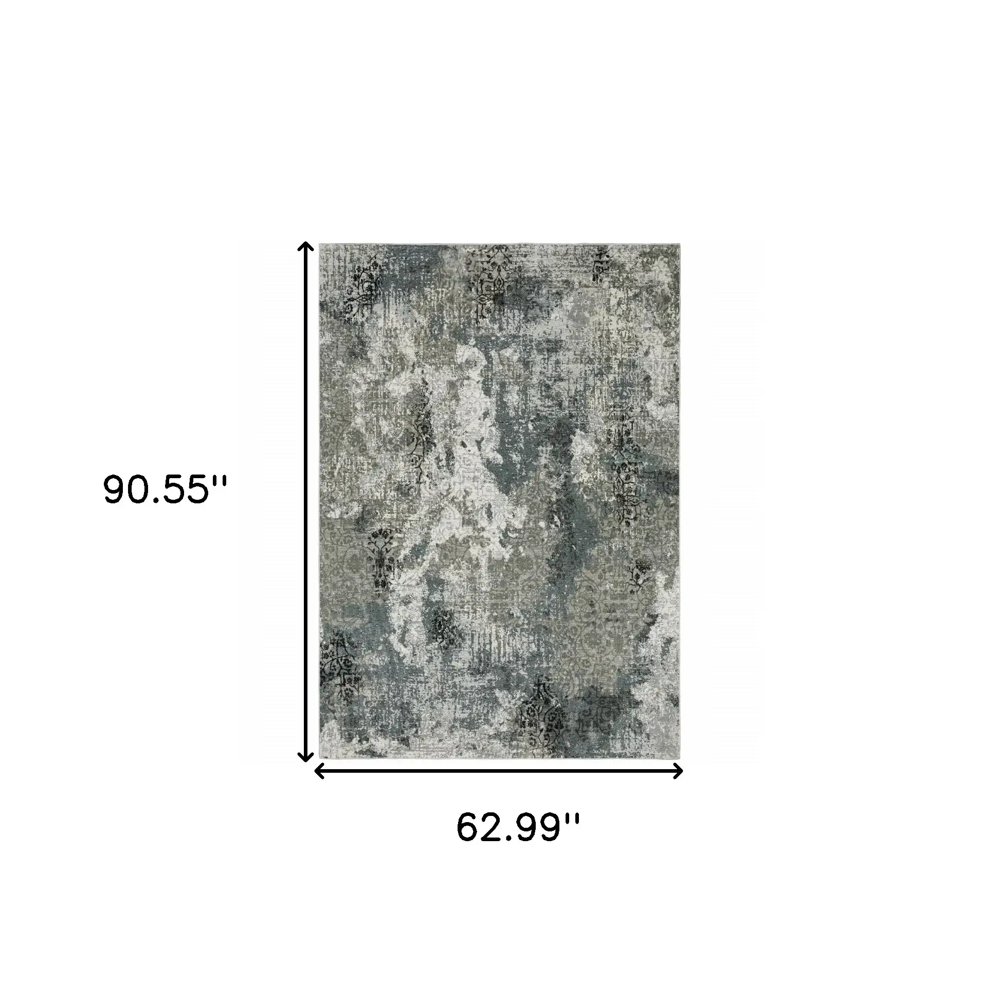 5' X 8' Ivory Grey Charcoal Blue And Navy Abstract Power Loom Stain Resistant Area Rug - Image 3