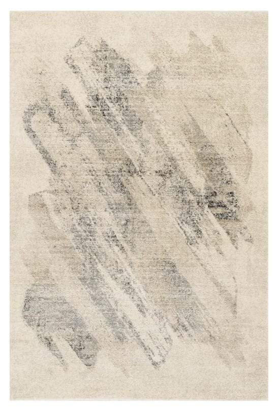 5' X 8' Ivory Grey Machine Woven Abstract Brushstrokes Indoor Area Rug - Image 2
