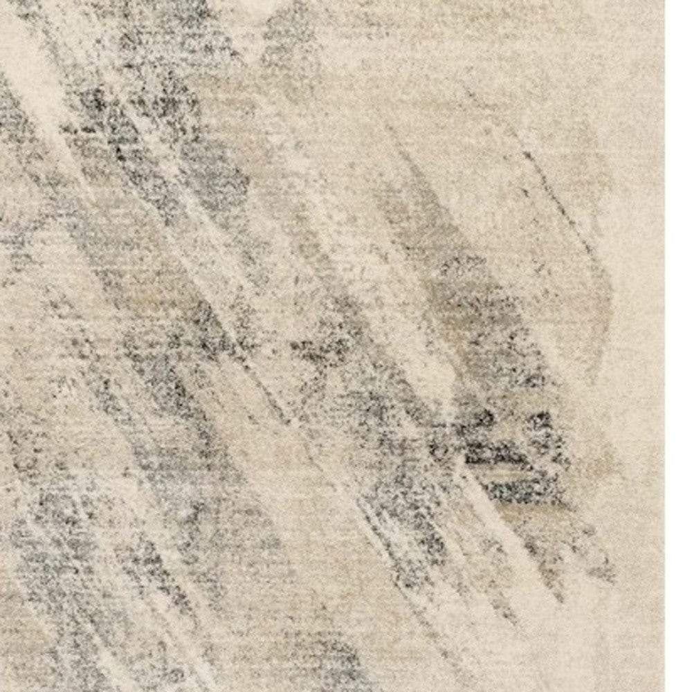 5' X 8' Ivory Grey Machine Woven Abstract Brushstrokes Indoor Area Rug - Image 4